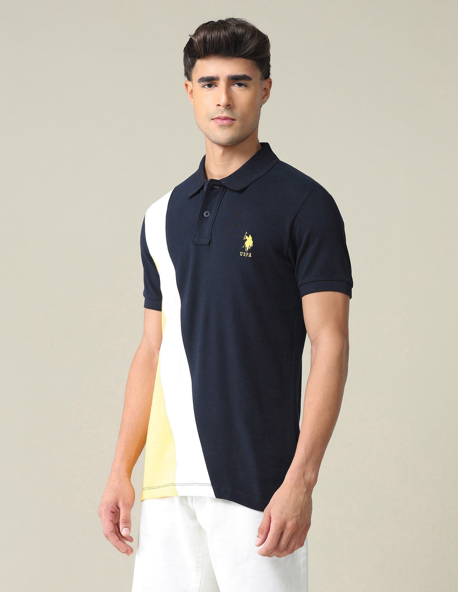 Colour Block Pique Polo Shirt Navy - U.S. POLO ASSN. | Large