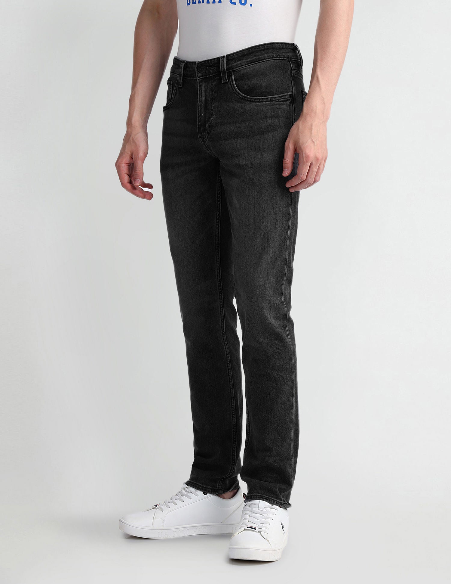 Slim Tapered Fit Grey Jeans Charcoal-Grey - U.S. Polo Assn. India | Large