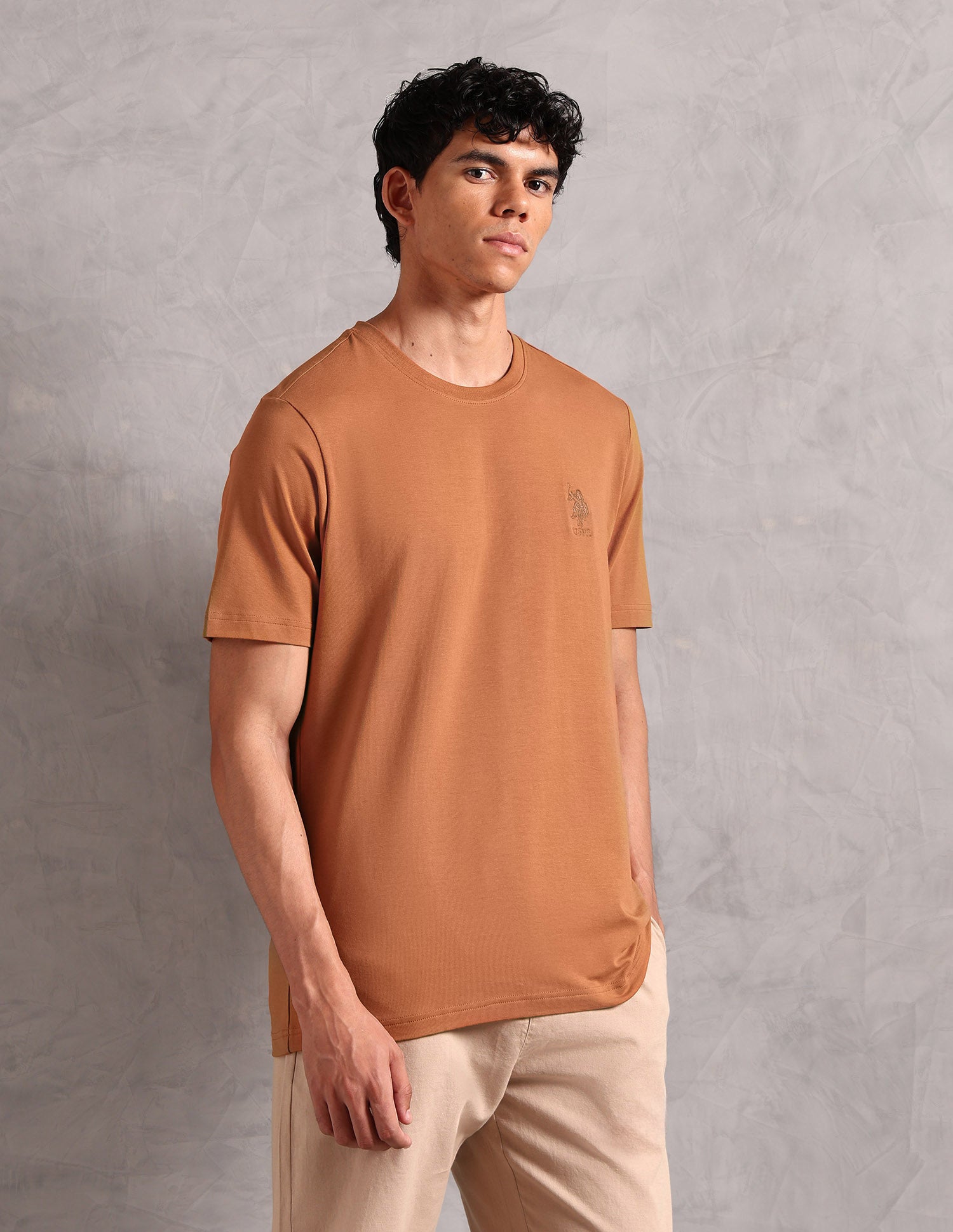 Comfort Fit Pure Cotton OEE12 Lounge T-Shirt - Pack Of 1 Leather Brown - U.S. POLO ASSN. | Large