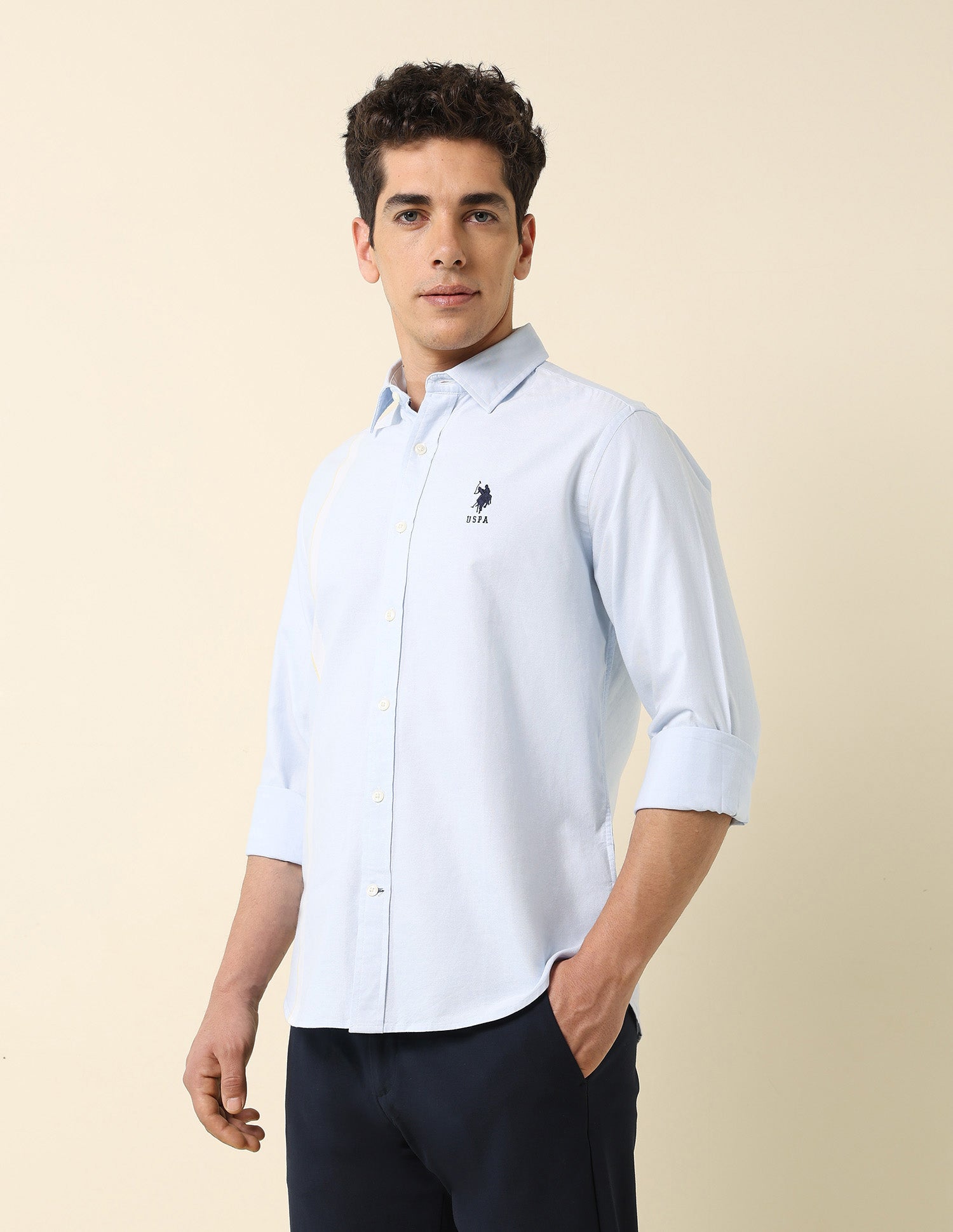 Pure Cotton Vertical Striped Shirt Light Blue - U.S. POLO ASSN. | Large