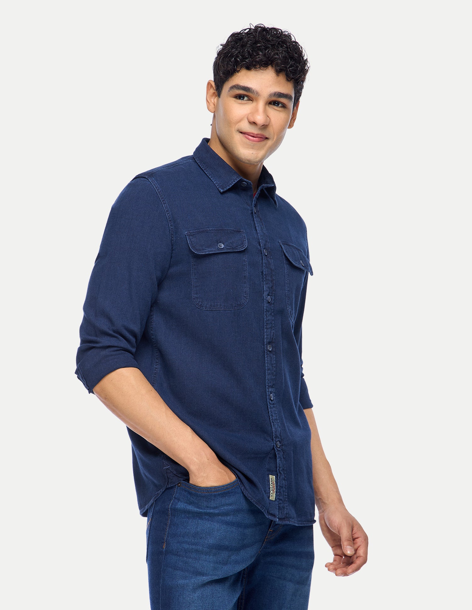 Solid Regular Fit Shirt Dark Indigo - U.S. Polo Assn. India | Large