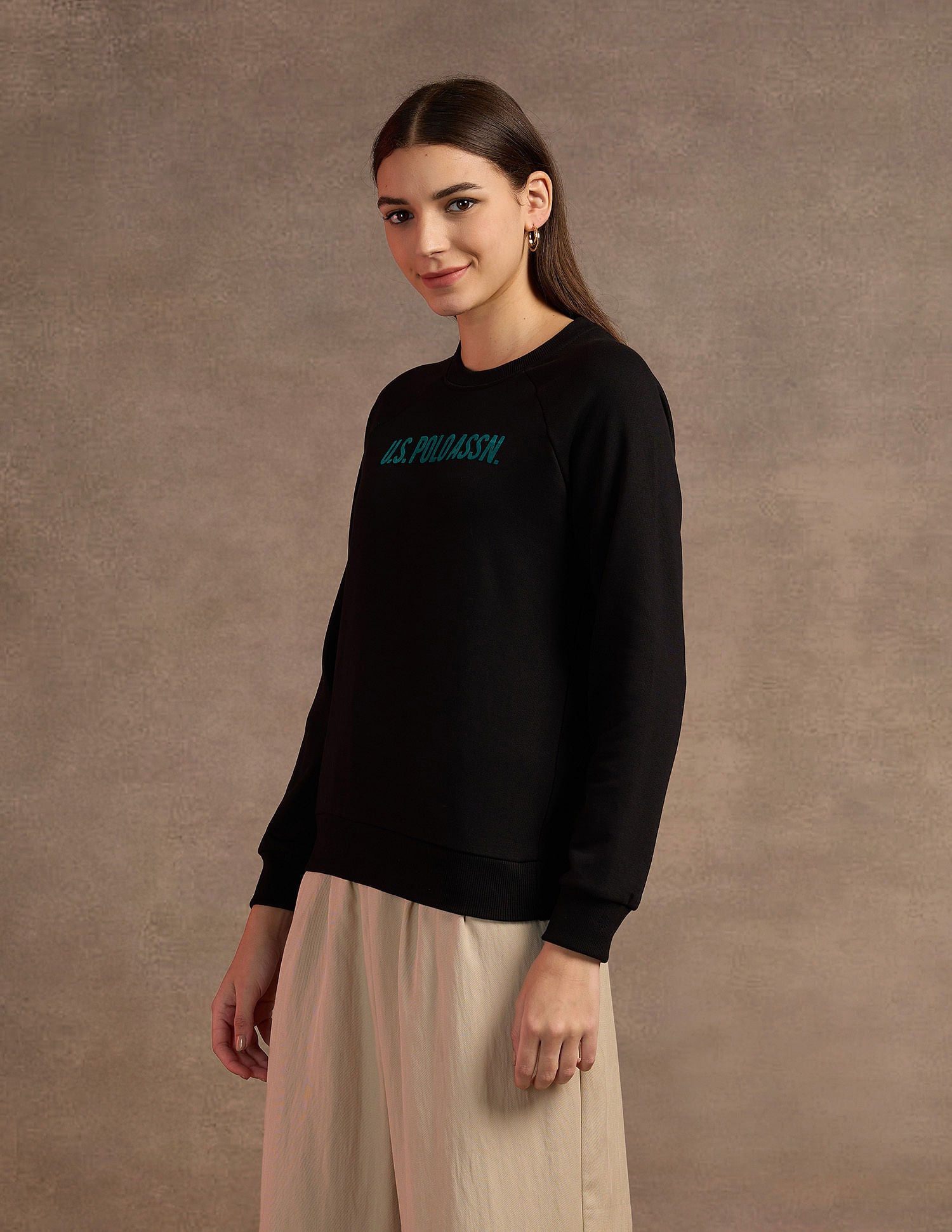 Raglan Sleeve Foil Print Sweatshirt Black - U.S. POLO ASSN. | Large