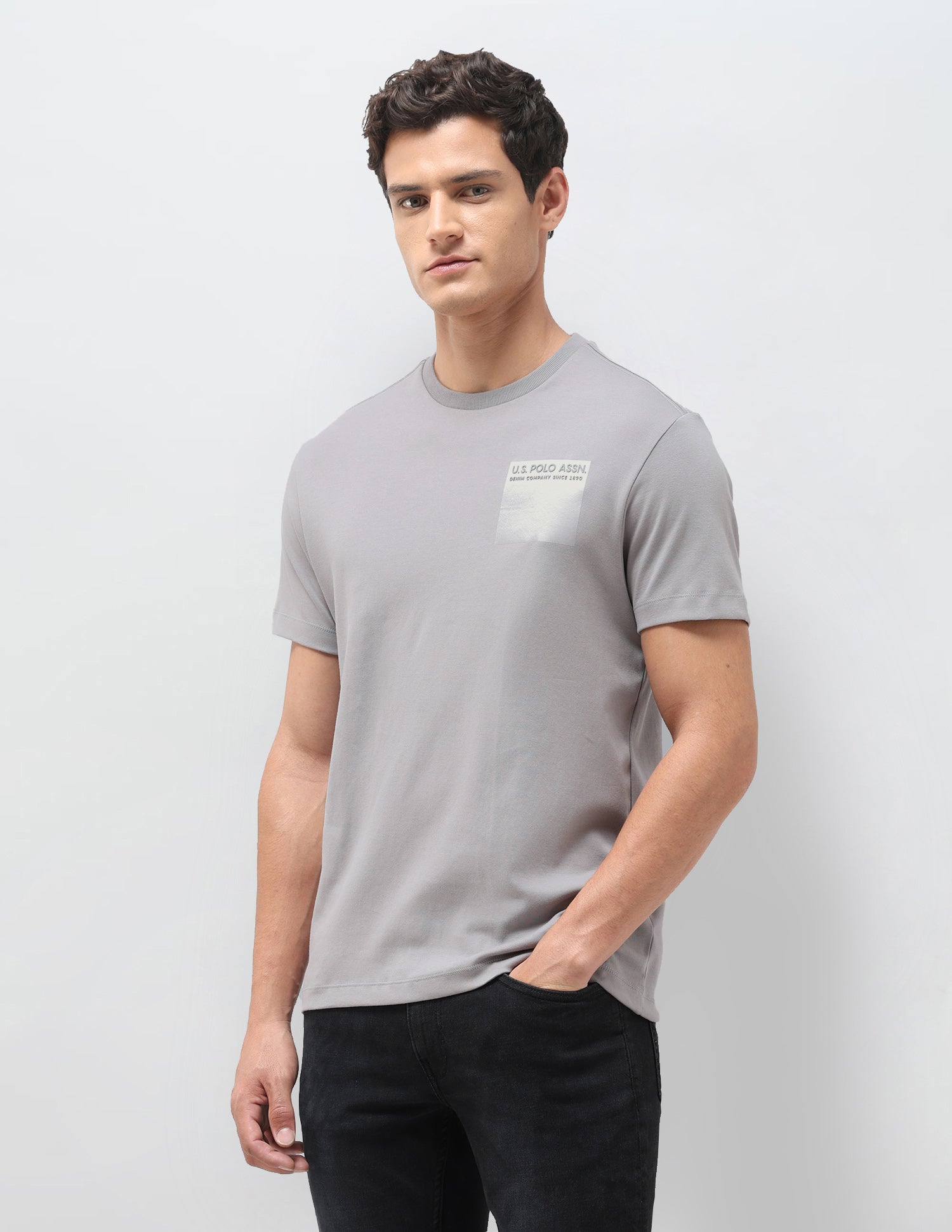 Solid Slim Fit T-Shirt Grey - U.S. Polo Assn. India | Large