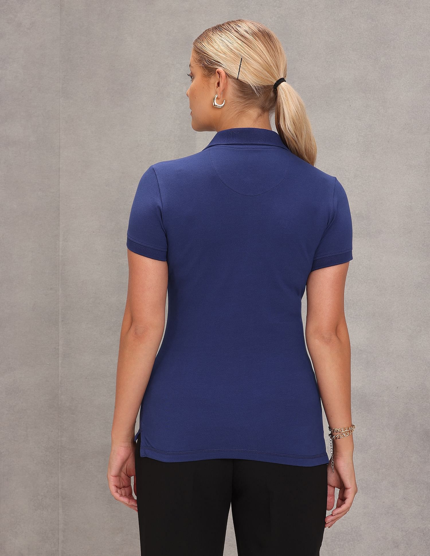 Brand Logo Solid Pique Polo Shirt Navy - U.S. POLO ASSN. | Large