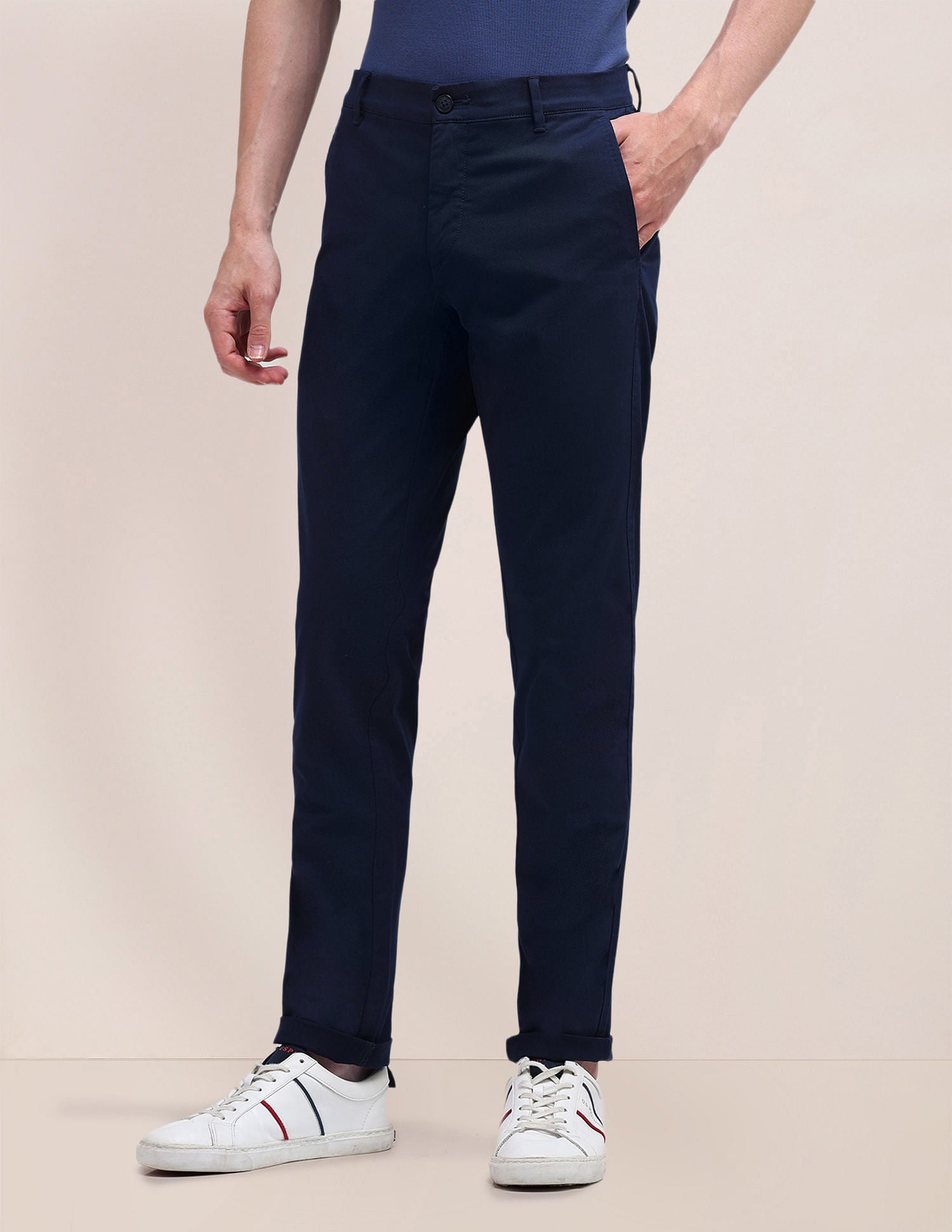 Austin Fit Solid Trousers Navy - U.S. POLO ASSN. | Large