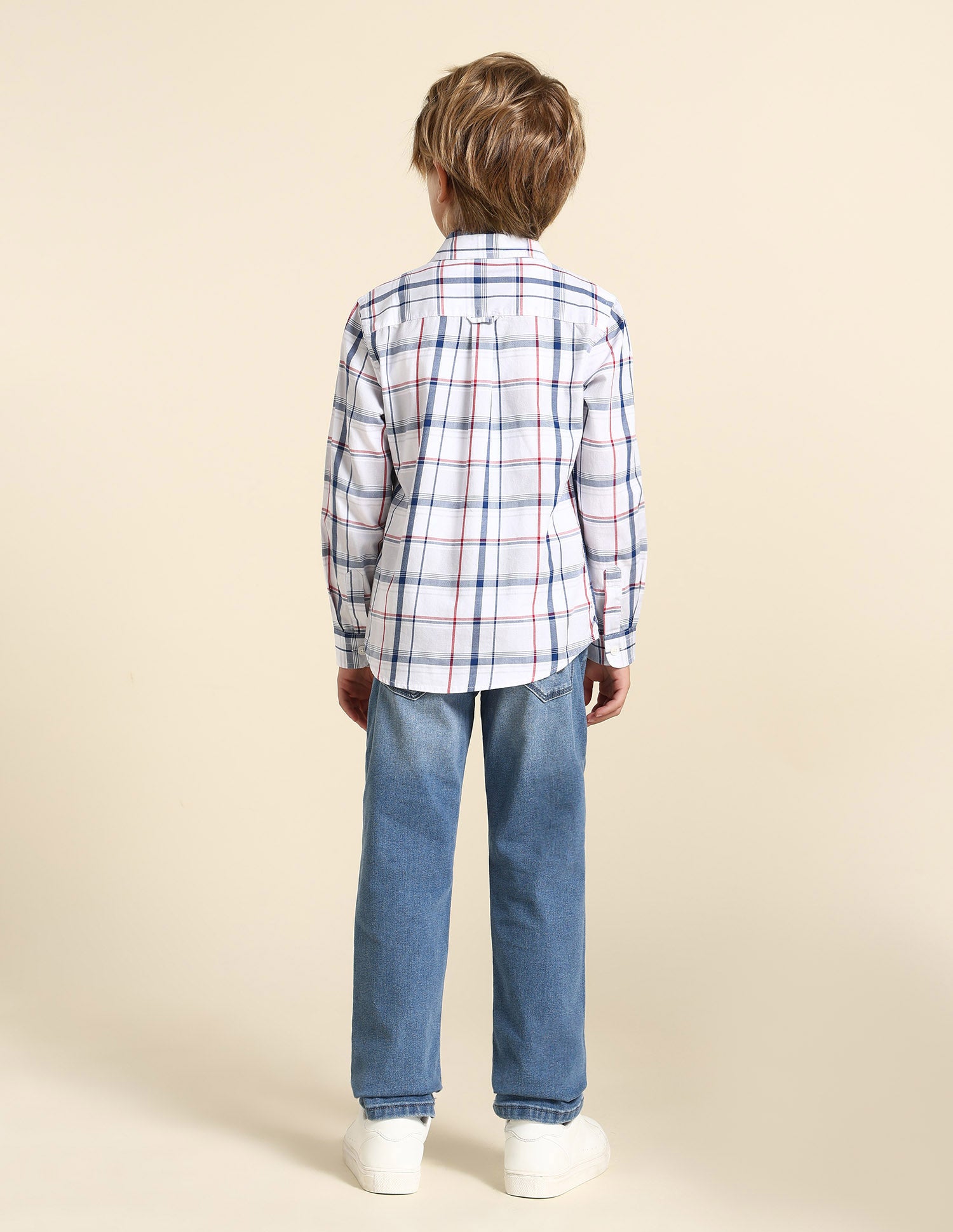 Boys Grid Tattersall Checked Regular Fit Shirt Blue - U.S. POLO ASSN. | Large