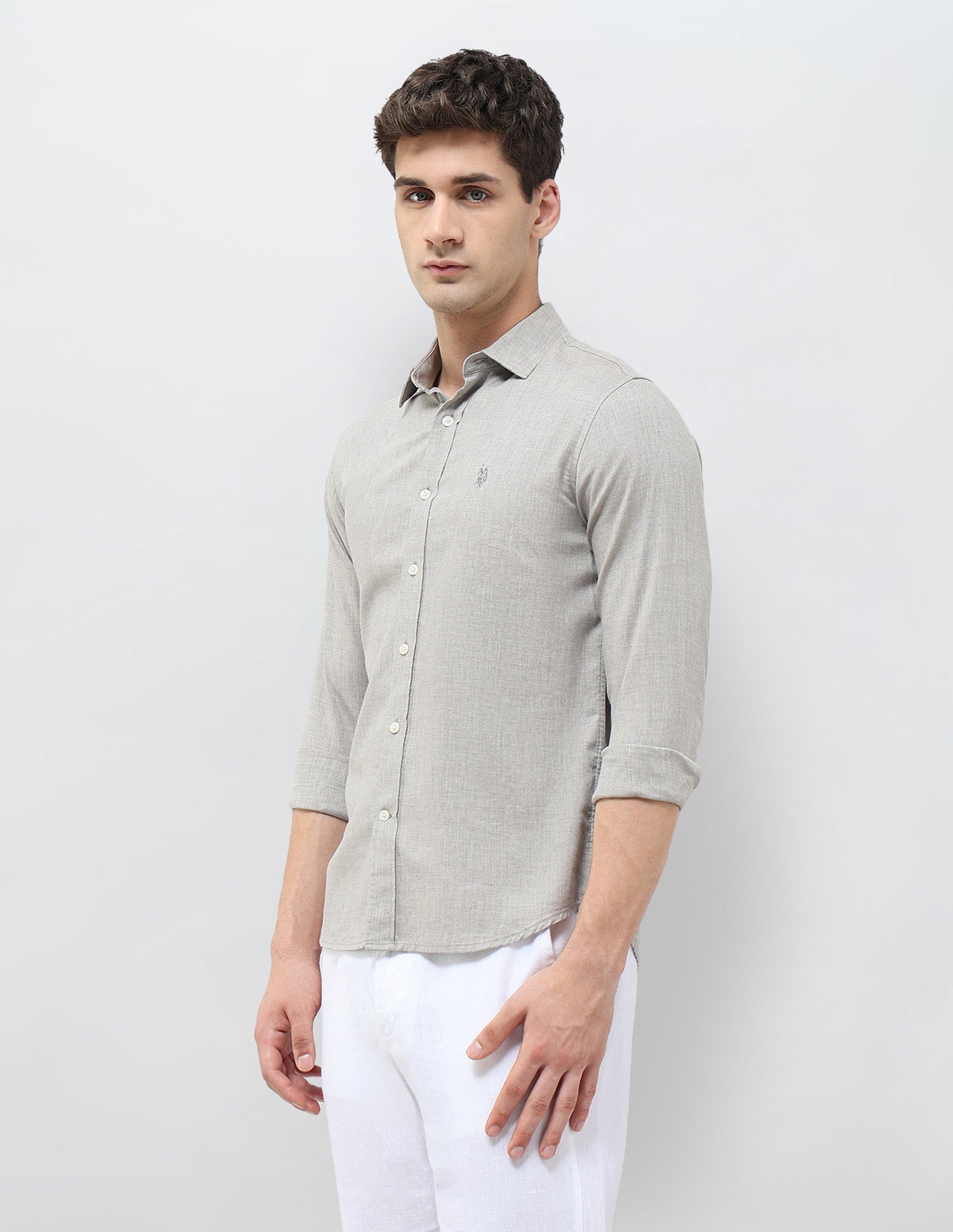 Solid Regular Fit Shirt Grey - U.S. POLO ASSN. | Large