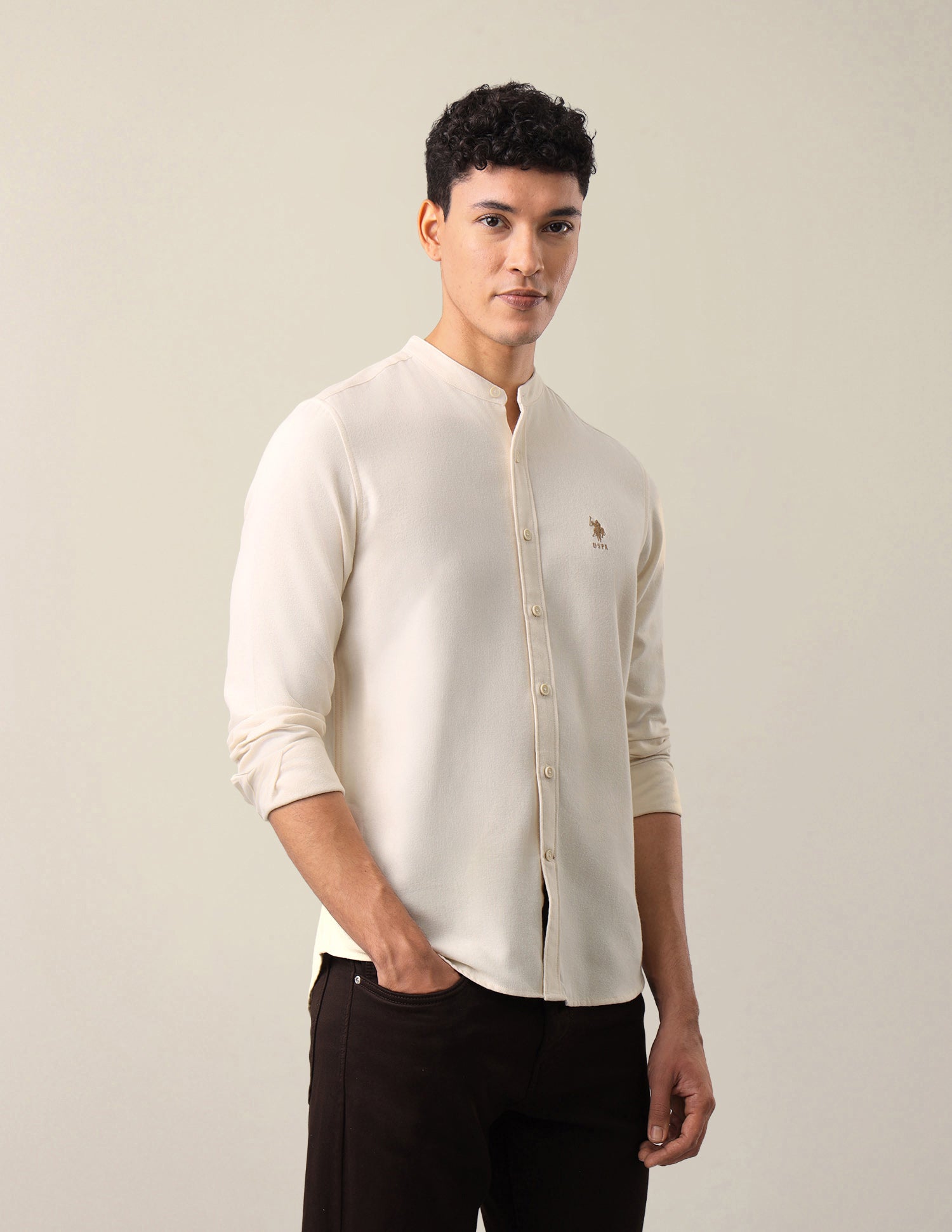Twill Solid Shirt Ecru - U.S. Polo Assn. India | Large