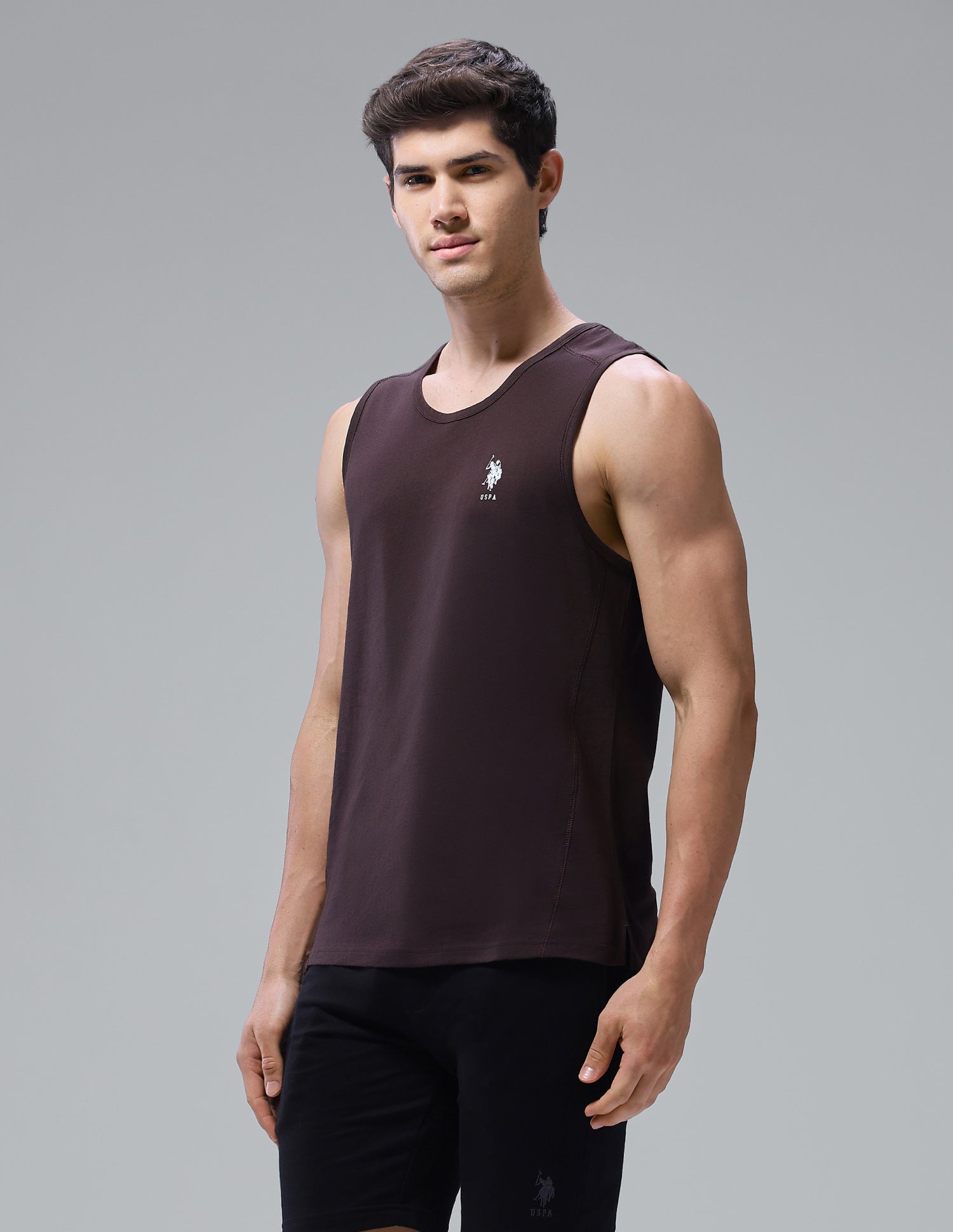 Antimicrobial Pure Cotton OEV11 Gym Vest - Pack Of 1 Chocolate Plum - U.S. Polo Assn. India | Large