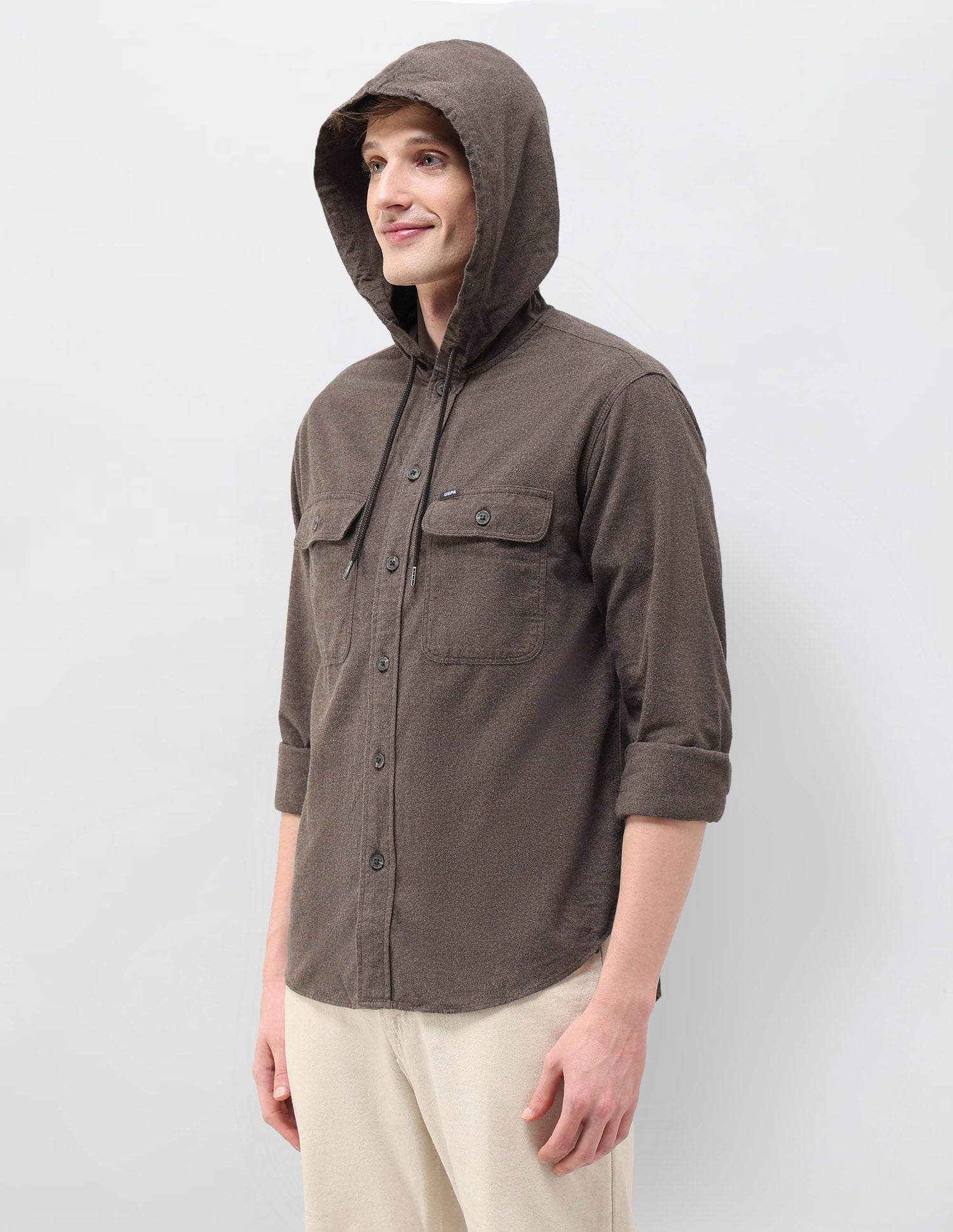 Heathered Loose Fit Shirt Dark Brown - U.S. POLO ASSN. | Large