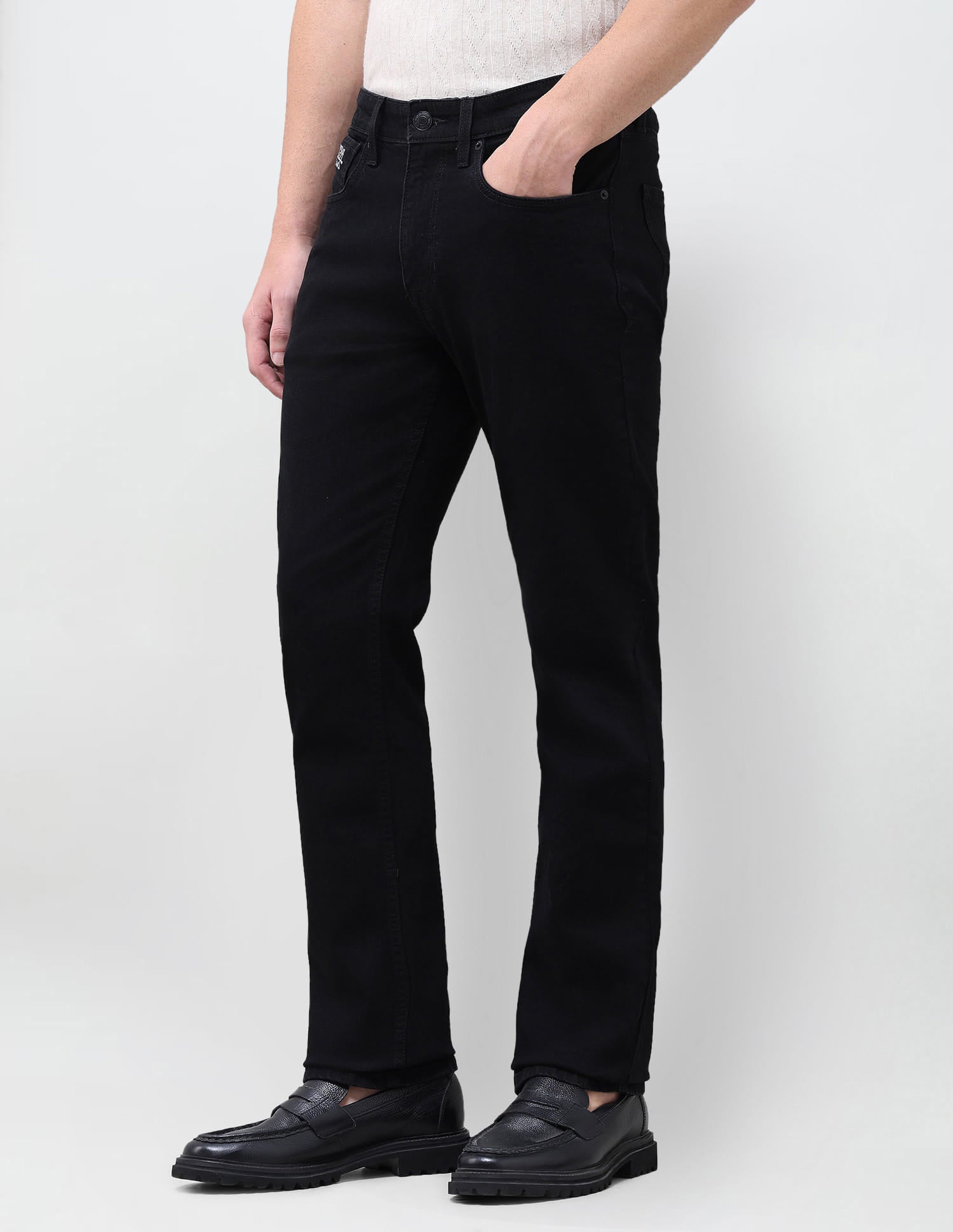 Solid Slim Straight Fit Jeans Black - U.S. Polo Assn. India | Large