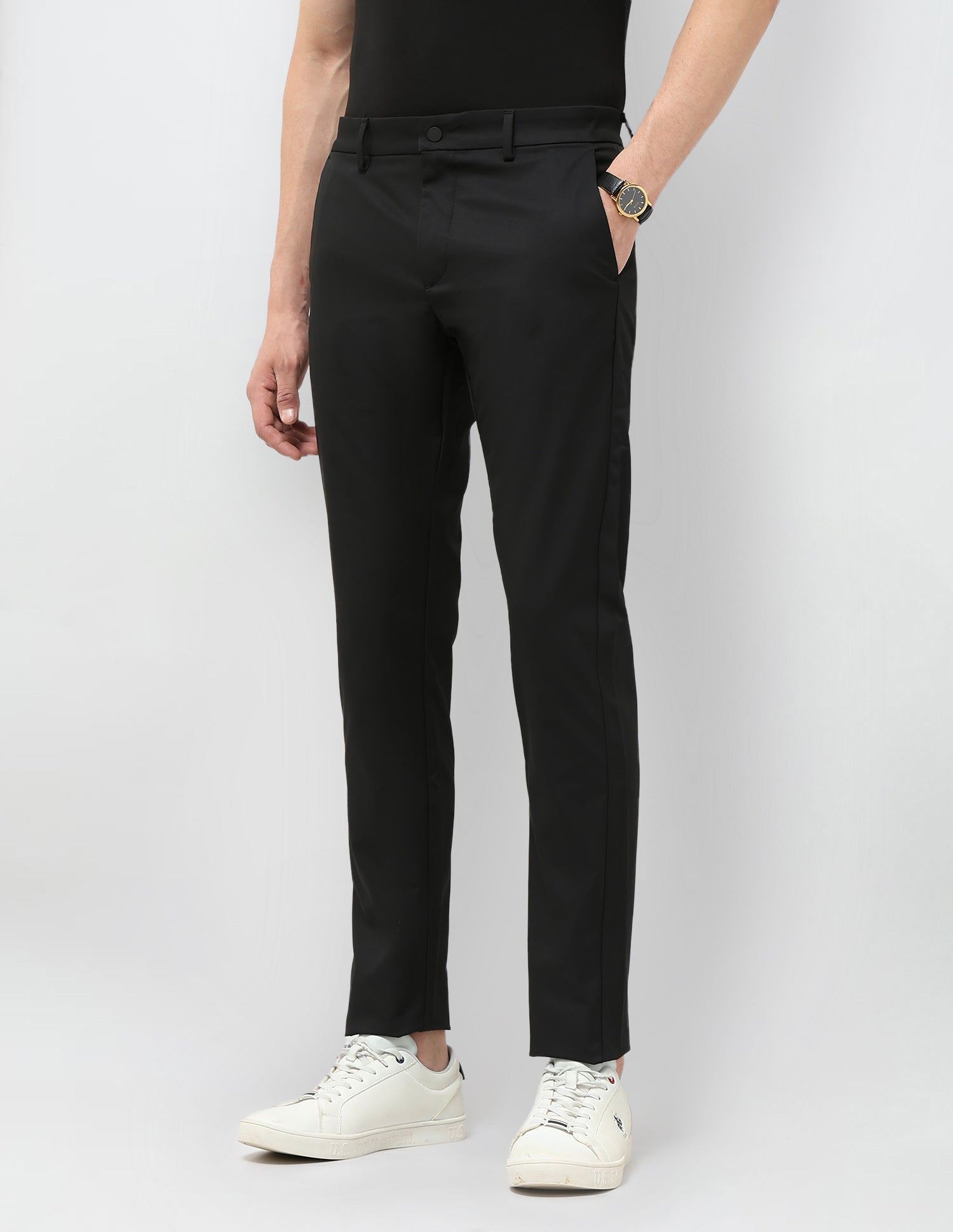 Austin Slim Fit Satin Trousers Black - U.S. POLO ASSN. | Large