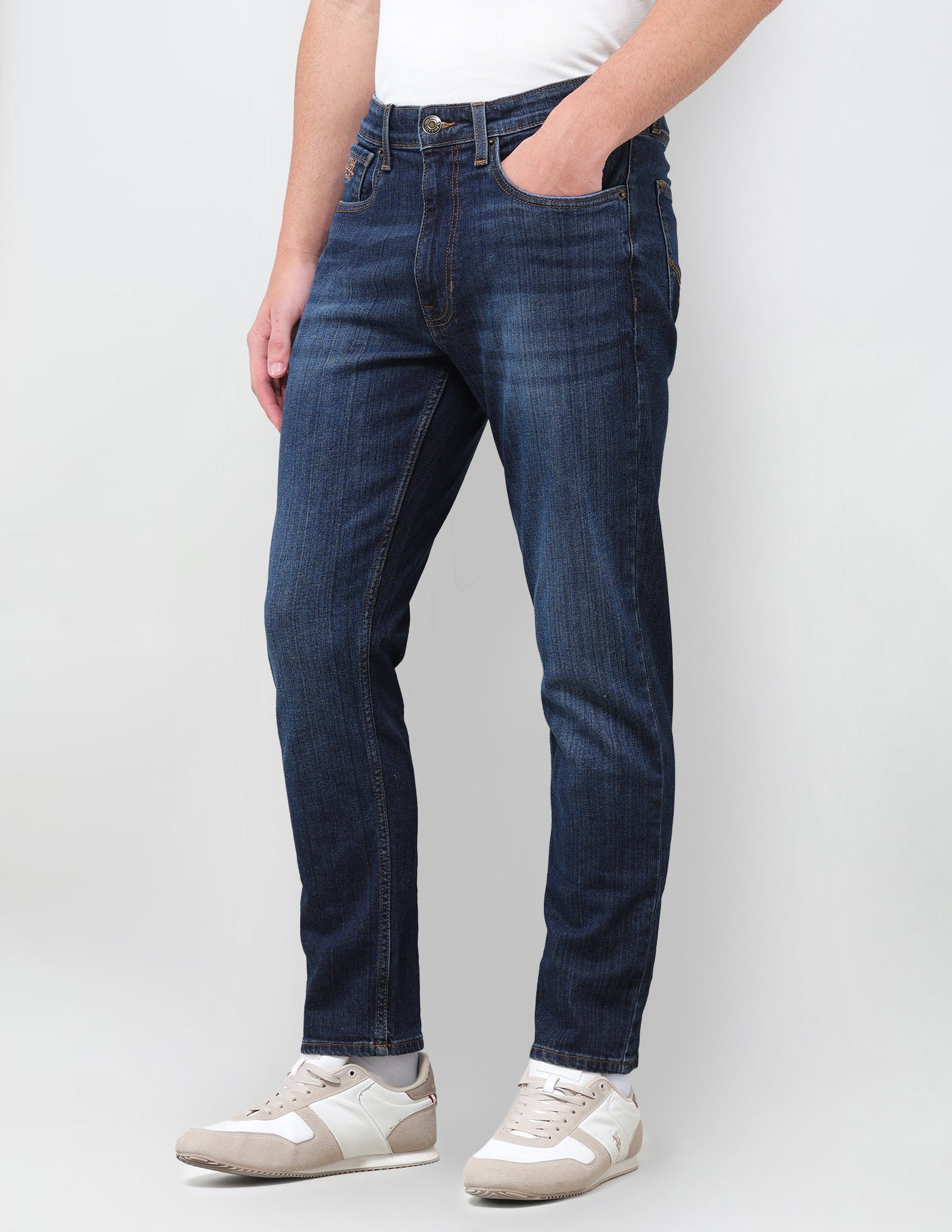 Cole Comfort Cropped Fit Blue Jeans Mid Blue - U.S. Polo Assn. India | Large