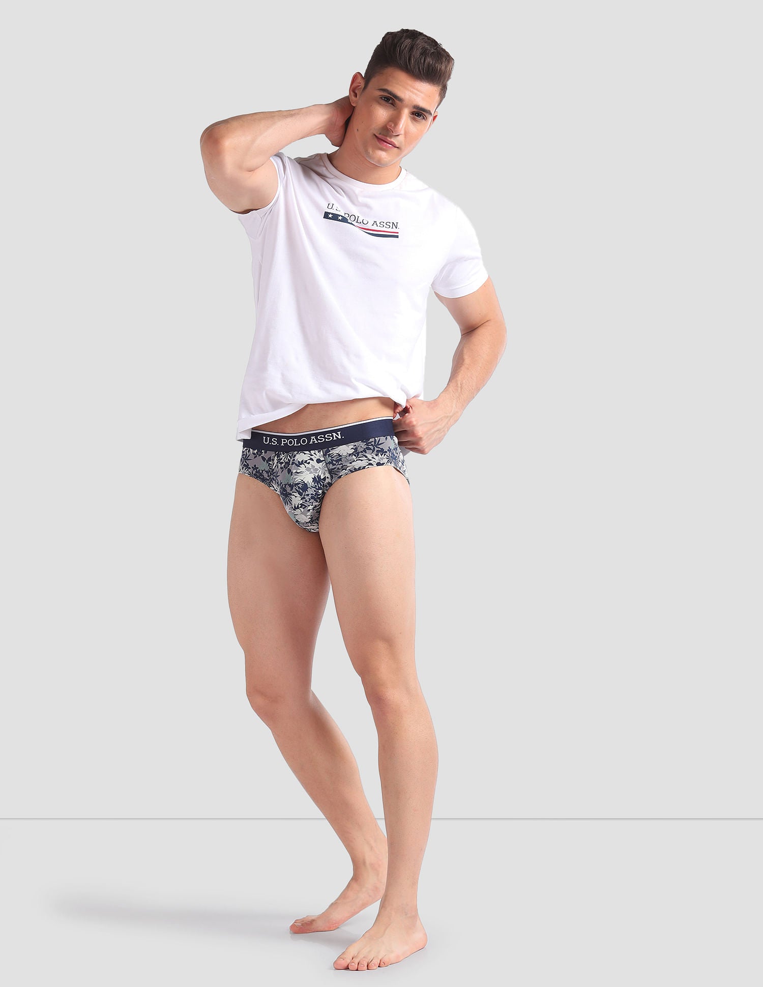 Abrasion Free Printed OEB01 Briefs - Pack Of 3 Blue, Red and Grey - U.S. POLO ASSN. | Large