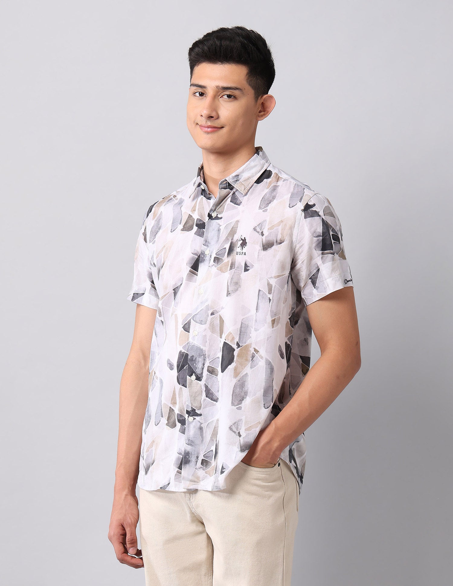 Abstract Printed Regular Fit Shirt Purple - U.S. Polo Assn. India | Large