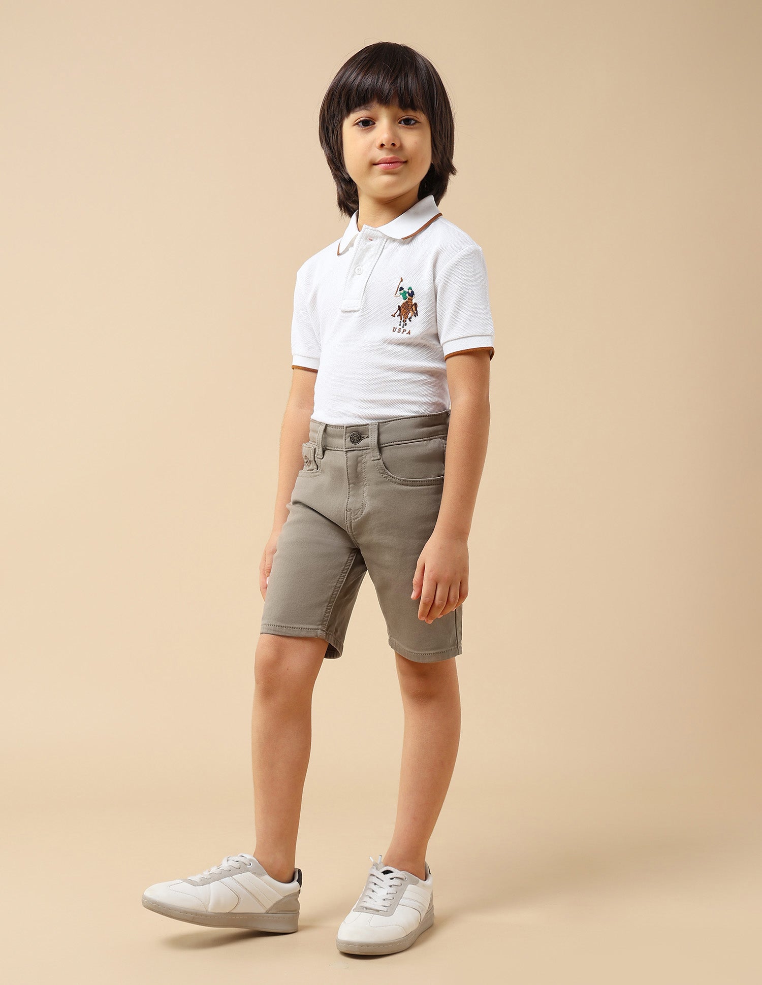 Boys Solid Relaxed Fit Shorts Olive - U.S. POLO ASSN. | Large