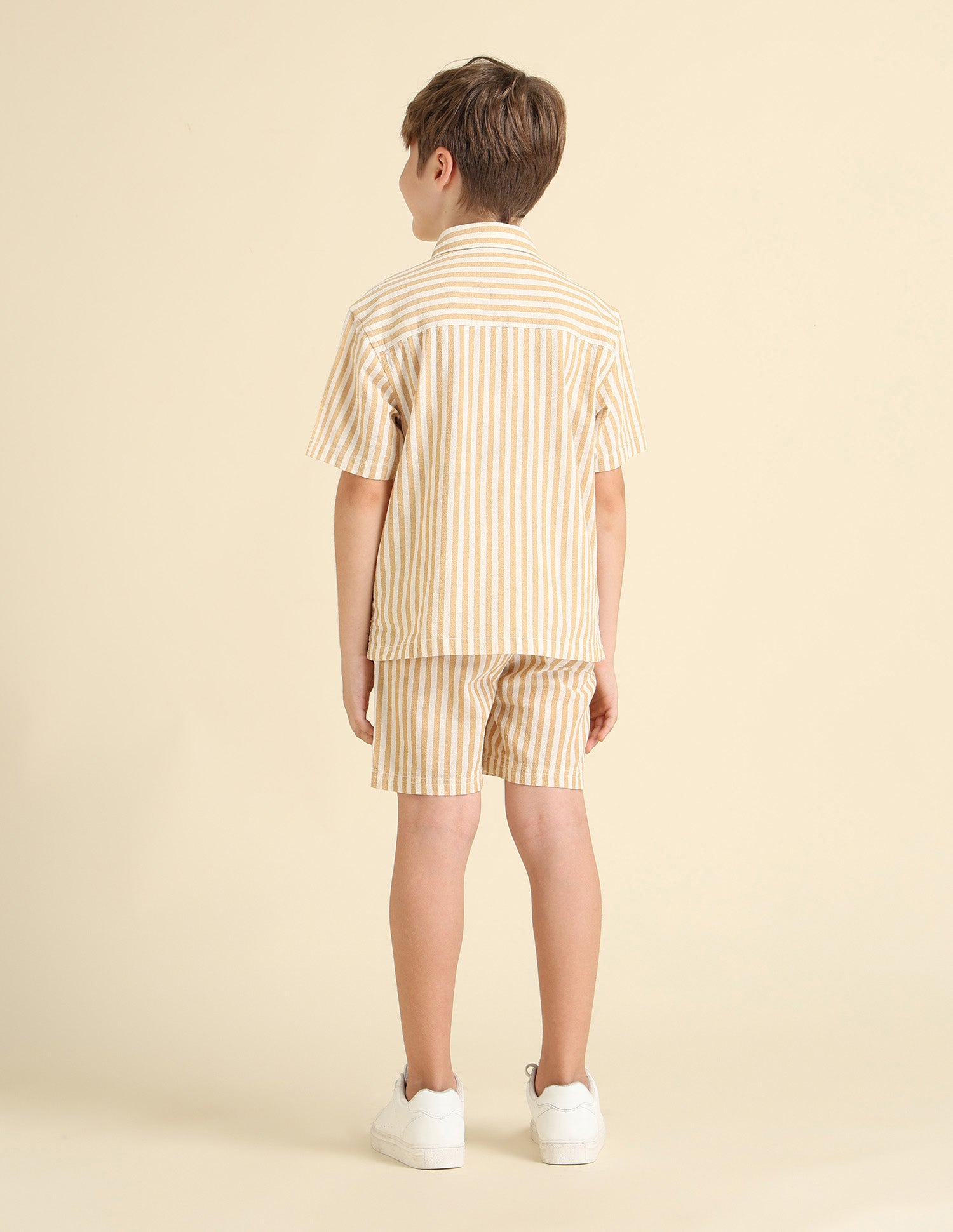 Boys Vertical Striped Boxy Fit Shirt Mustard - U.S. POLO ASSN. | Large