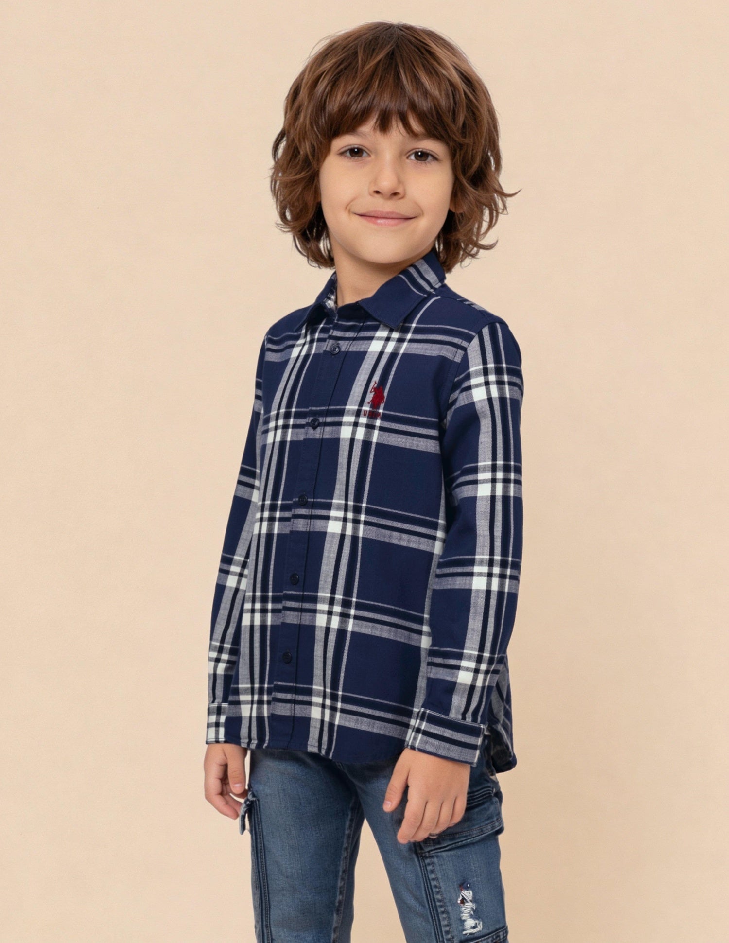 Tartan Checked Twill Shirt Blue - U.S. Polo Assn. India | Large