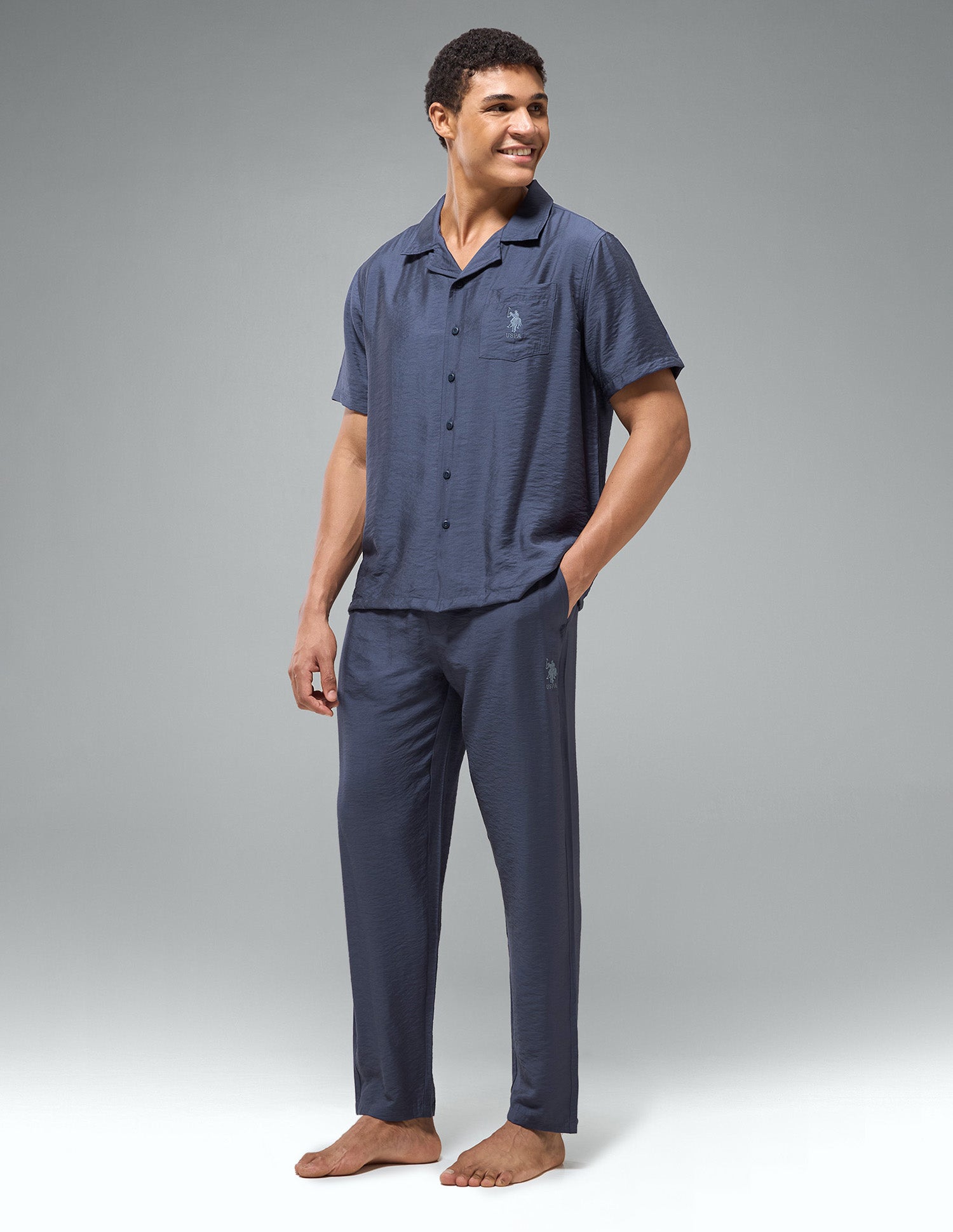 Crinkled Featherlight OESS02 Sleep Set Infinity Blue - U.S. Polo Assn. India | Large