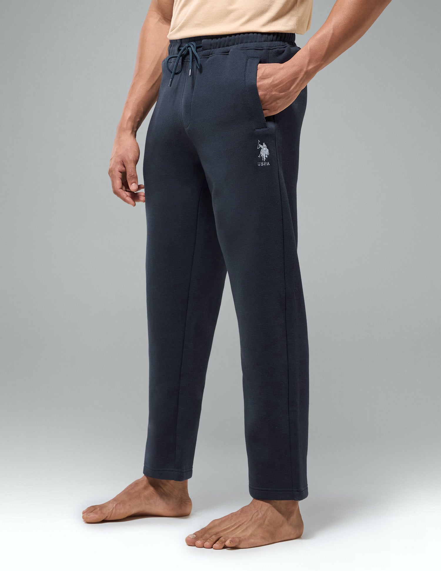 Cotton Fleece Relaxed Fit LR007 Track Pants Navy - U.S. Polo Assn. India | Large