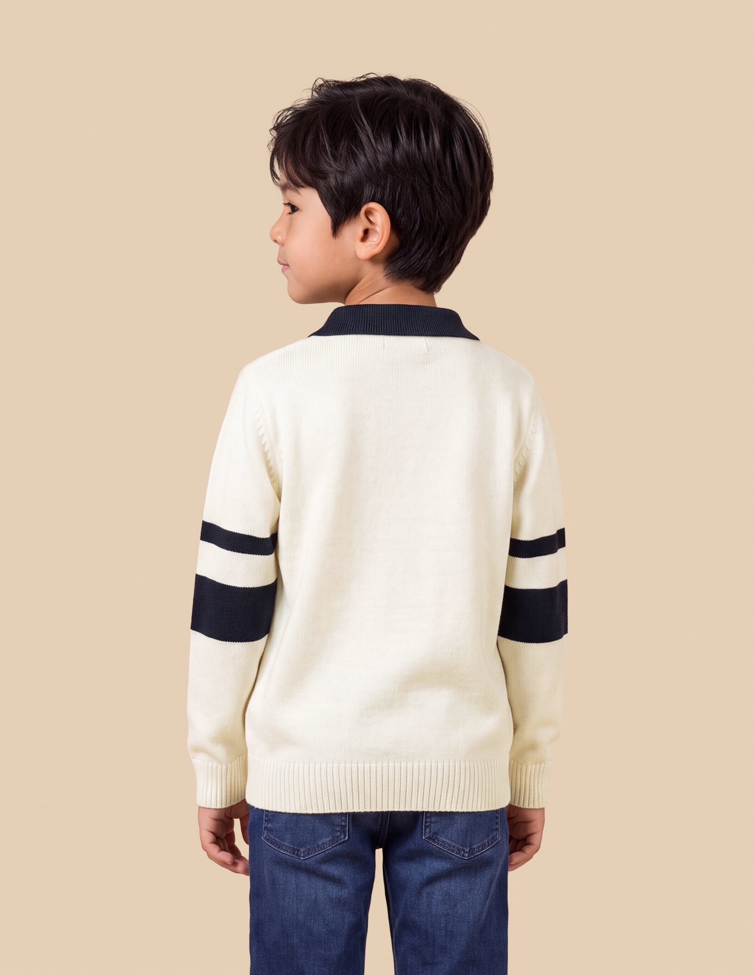 Brand Patterned Knit Regular Fit Sweater Off White - U.S. Polo Assn. India | Large