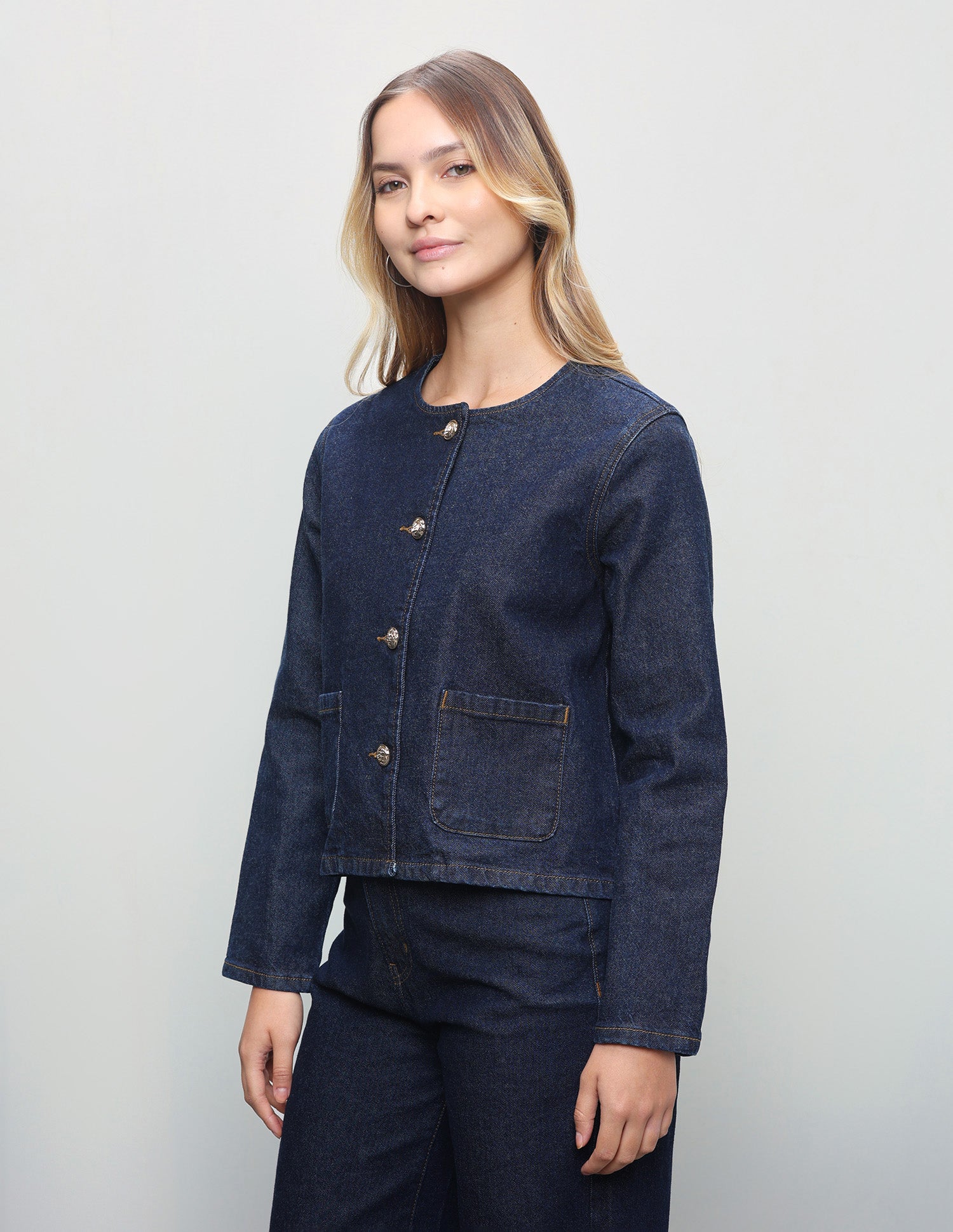 Solid Regular Fit Denim Jacket Dark Blue - U.S. Polo Assn. India | Large