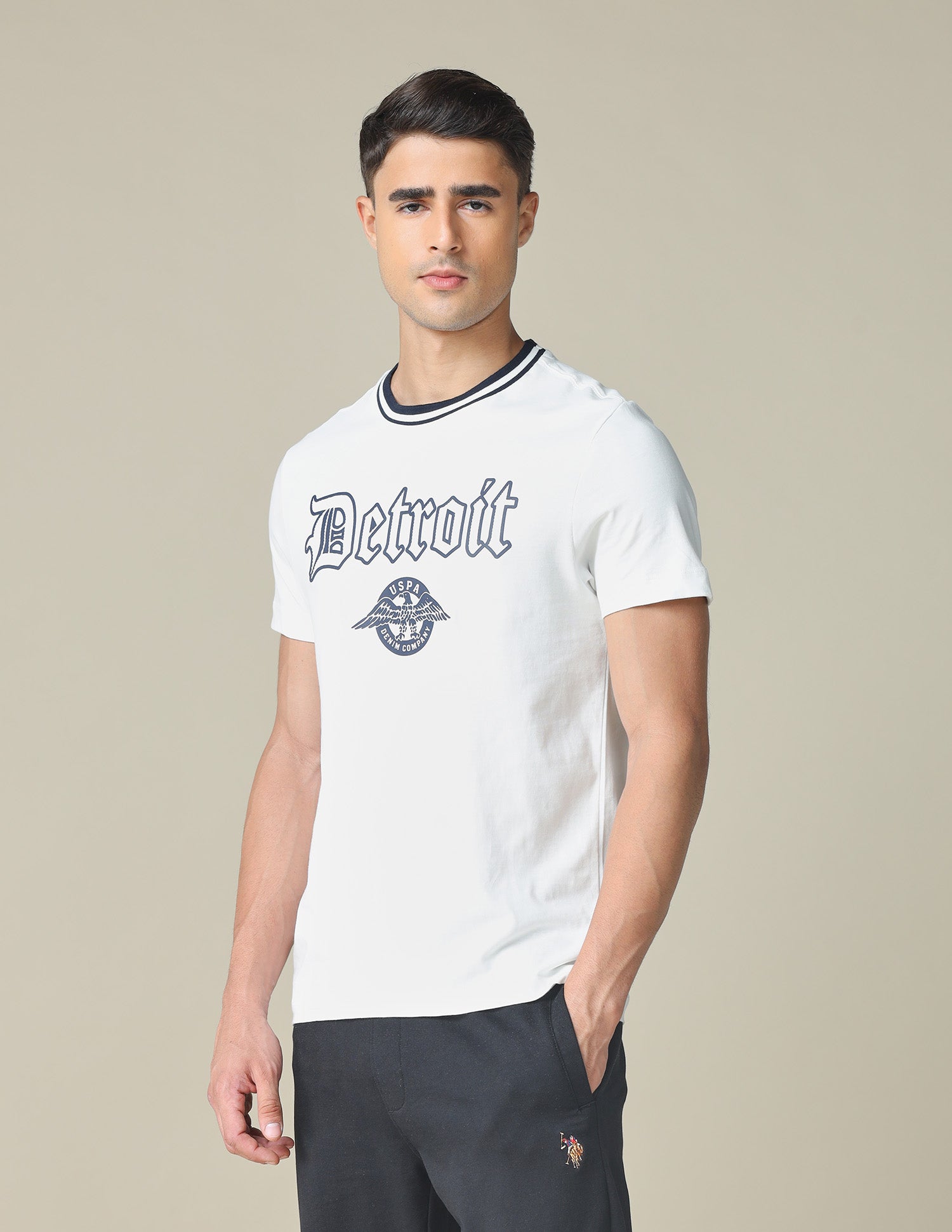 Muscle Fit Typographic Printed T-Shirt Ivory - U.S. POLO ASSN. | Large