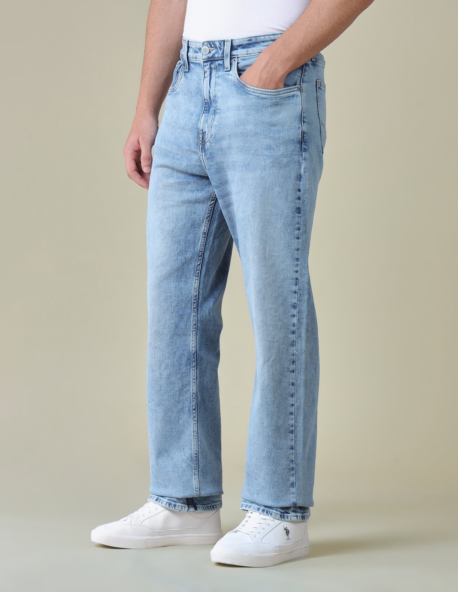 Logan Loose Straight Fit Blue Jeans Light Blue - U.S. Polo Assn. India | Large