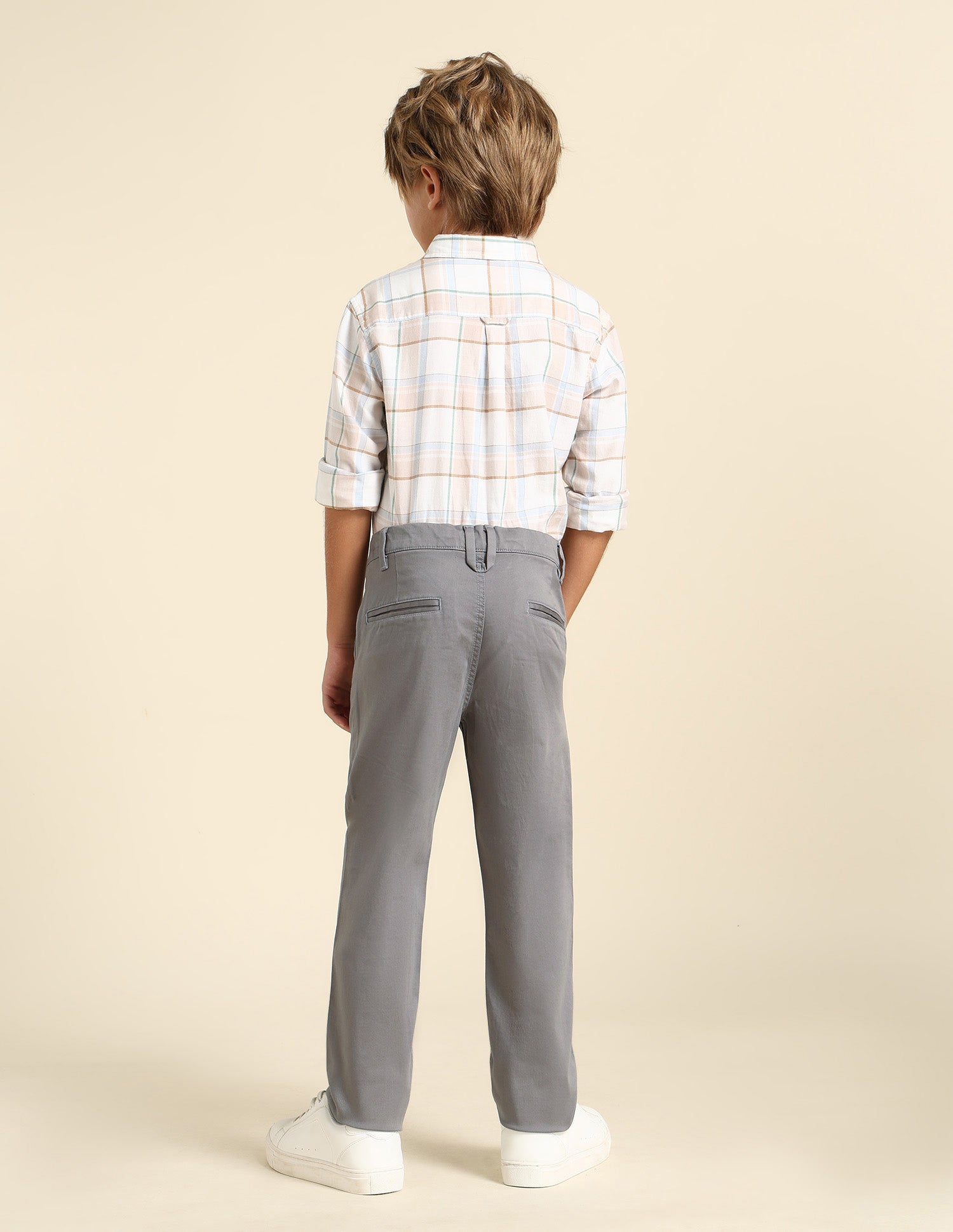 Boys Slim Fit Solid Trousers Grey - U.S. POLO ASSN. | Large