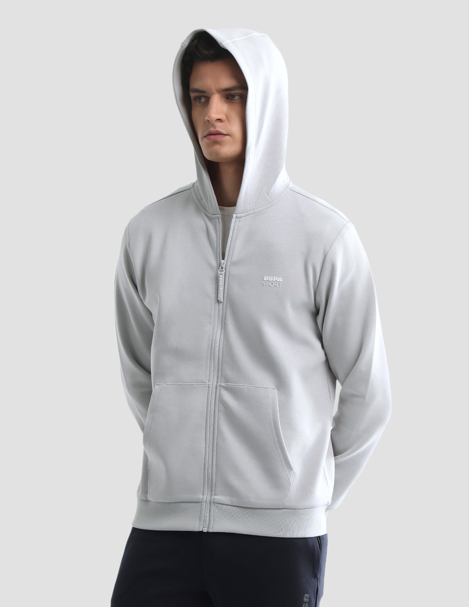 Solid Regular Fit Active Sweatshirt Grey - U.S. Polo Assn. India | Large