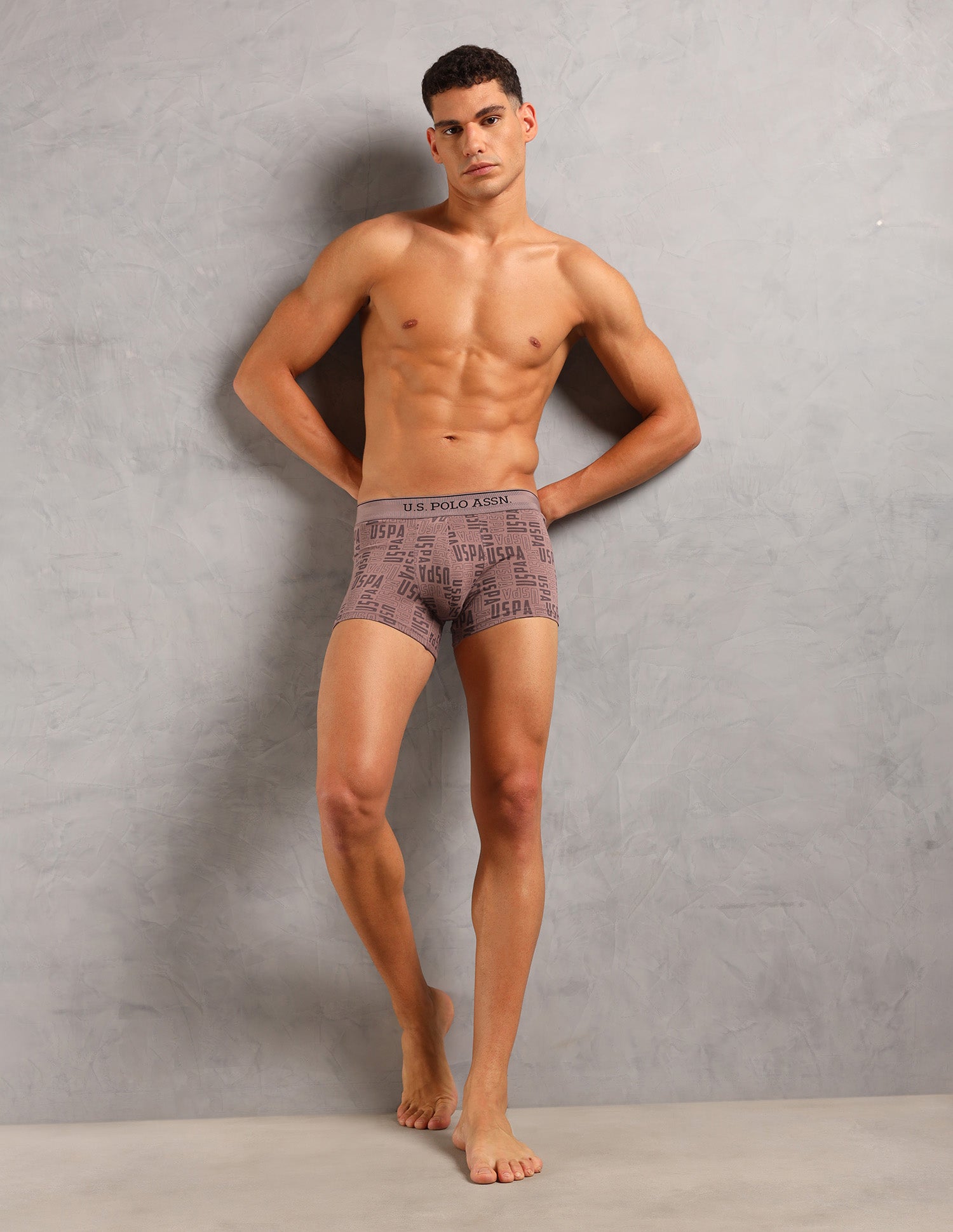 Solid Breathable OET17 Trunks - Pack Of 3 Aop Stone Blue, Aop Antler and Oatmeal Solid - U.S. POLO ASSN. | Large