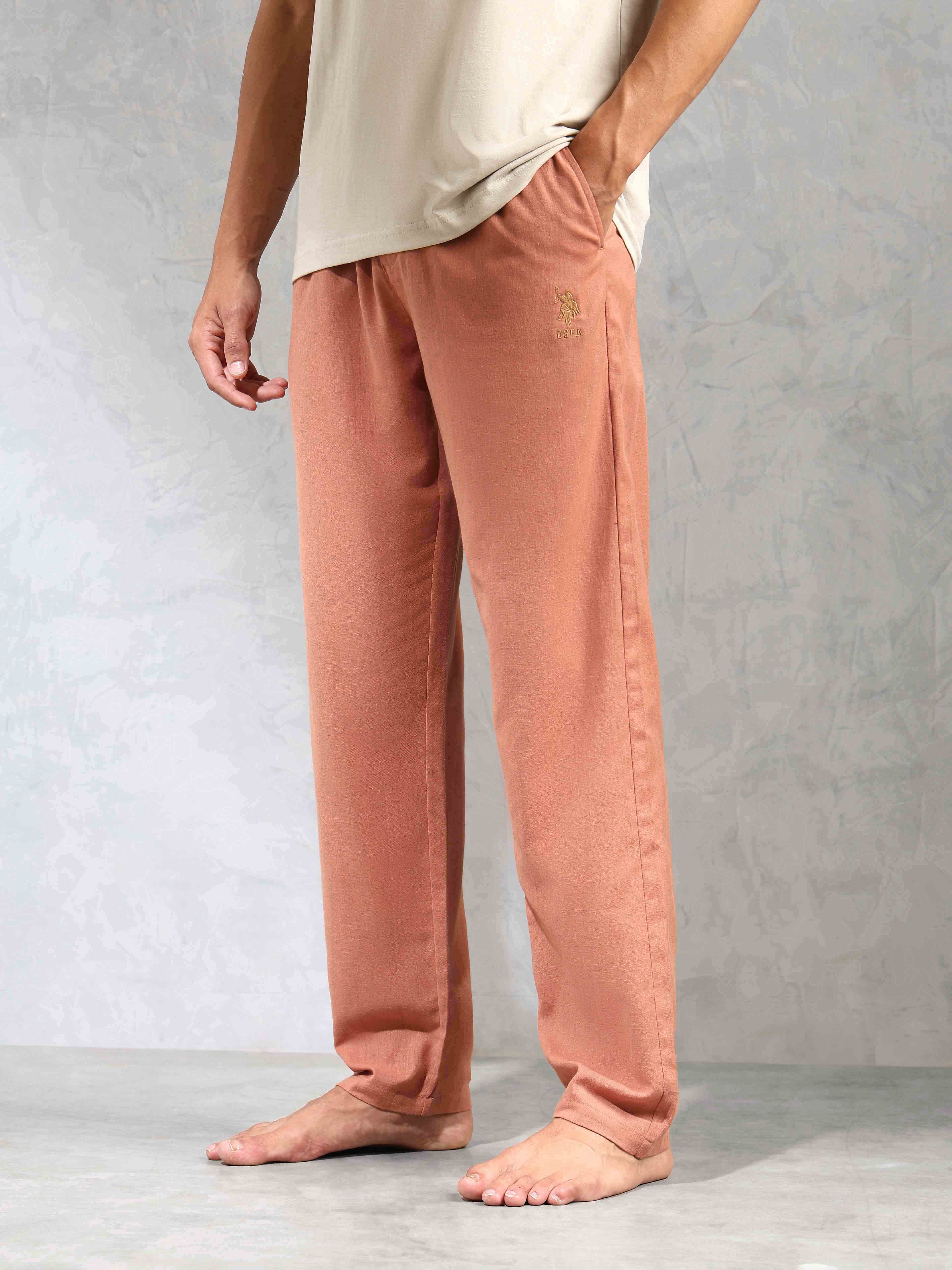 Relaxed Fit Cotton Linen OELP8 Lounge Pants - Pack Of 1 Caramel Cafe - U.S. POLO ASSN. | Large