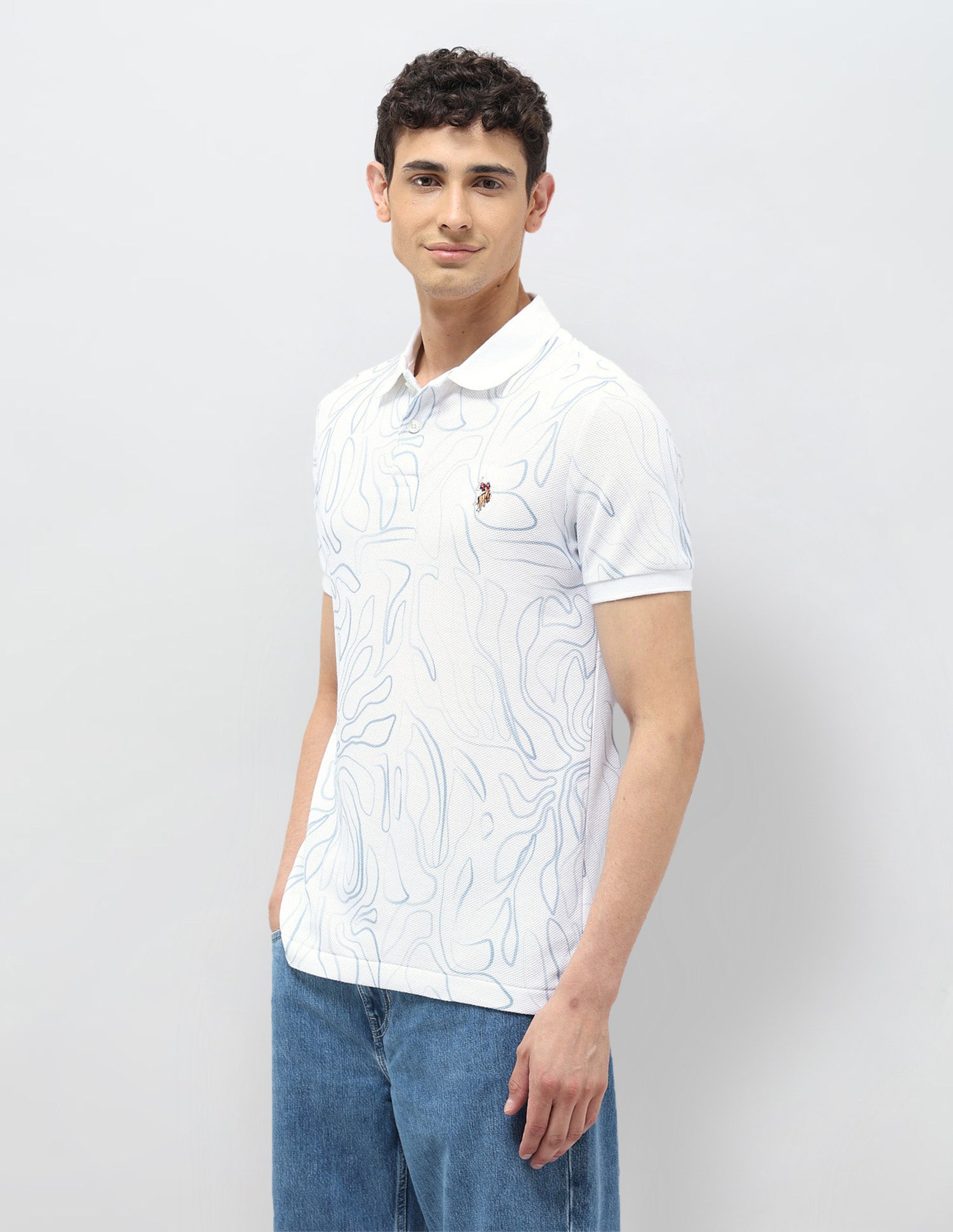 Abstract Printed Regular Fit Polo shirt White - U.S. POLO ASSN. | Large