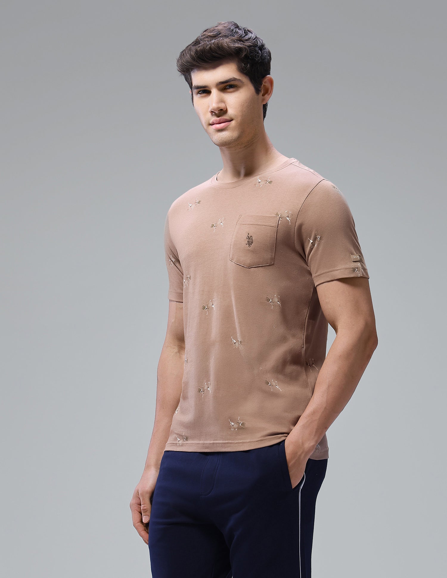 Graphic Brand Printed Regular Fit Loungewear T-Shirt Chanterelle - U.S. Polo Assn. India | Large