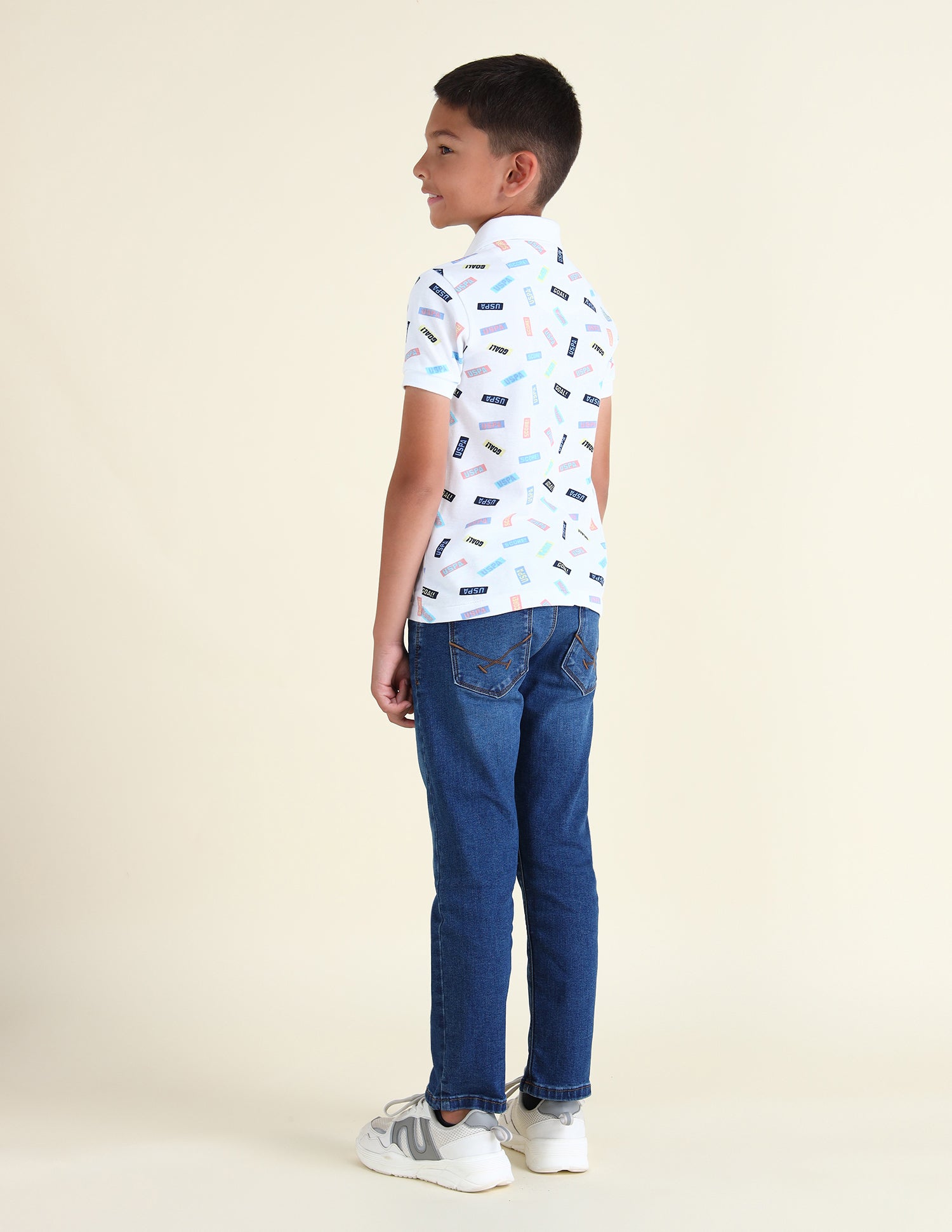 Boys Brand Printed Regular Fit Polo Shirts White - U.S. POLO ASSN. | Large