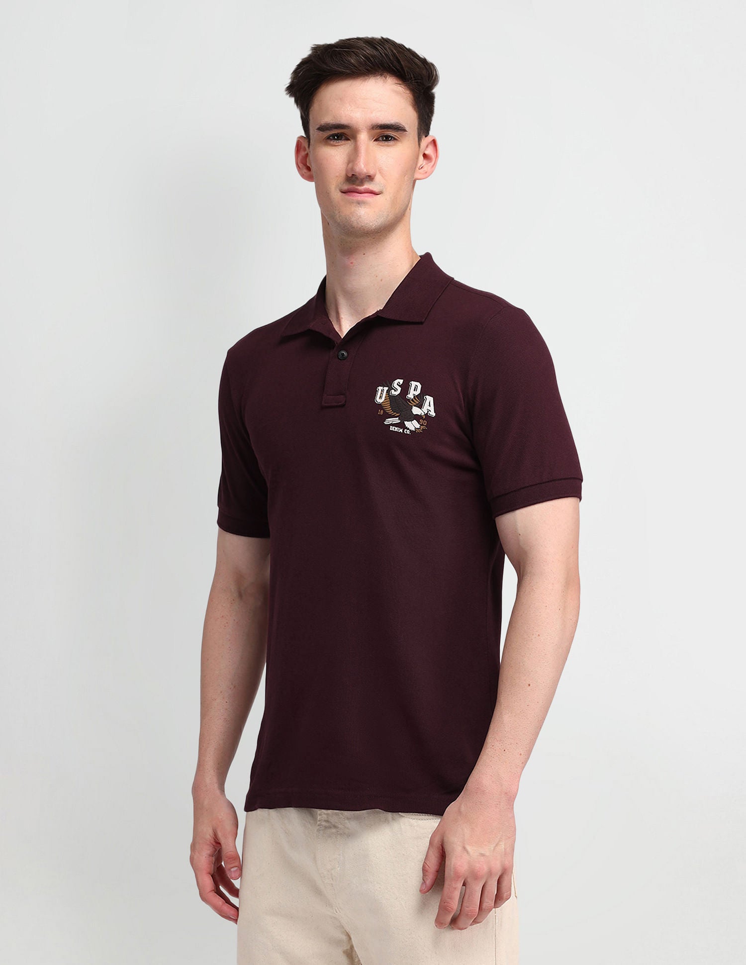 Cotton Brand Graphic Print Polo Shirt Maroon - U.S. Polo Assn. India | Large