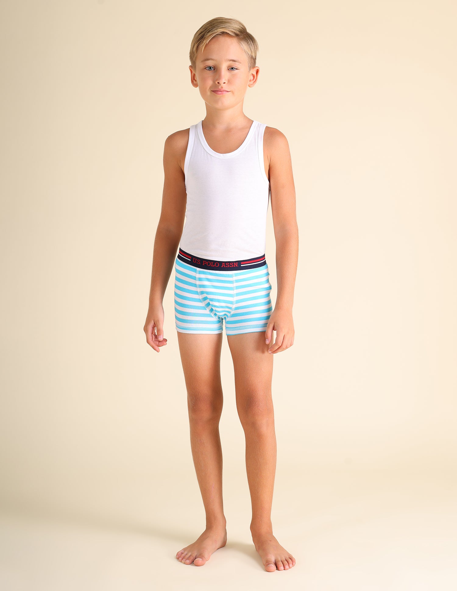 Mid Rise Cotton Spandex EKT02 Trunks - Pack Of 2 Green and White - U.S. POLO ASSN. | Large