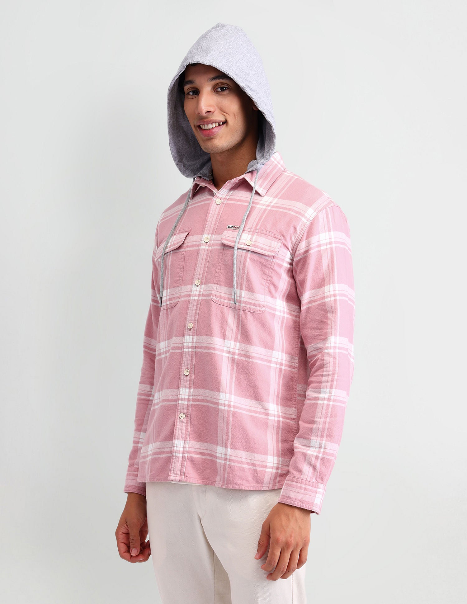 Manhattan Slim Fit Checked Shirt Pink - U.S. Polo Assn. India | Large