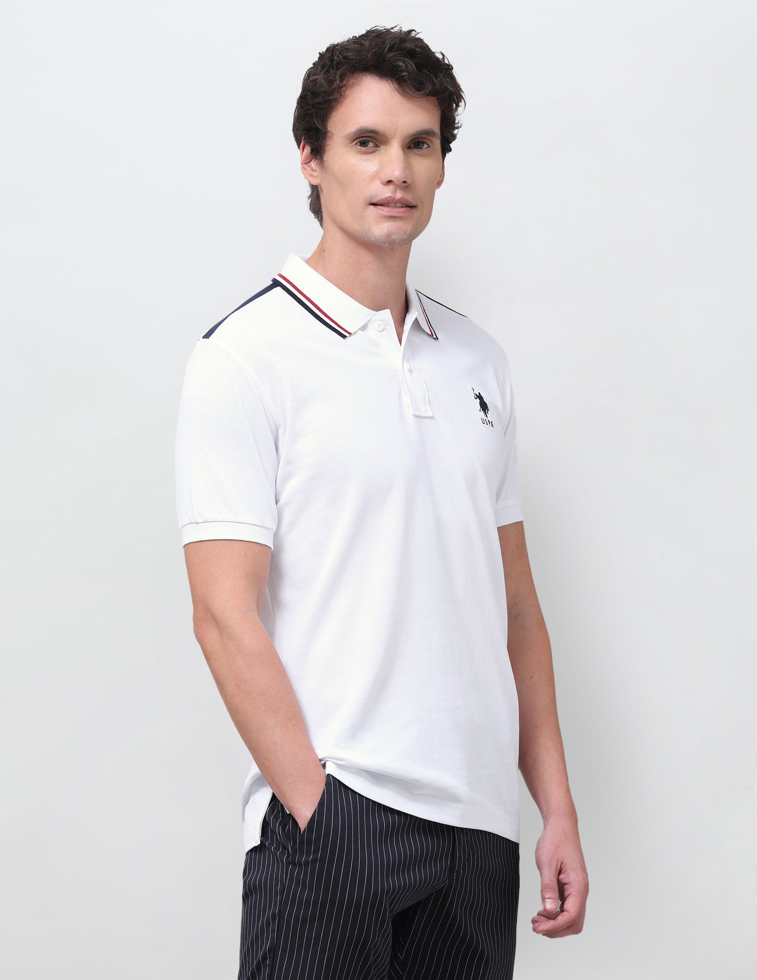 Solid Regular Fit Polo Shirt White - U.S. Polo Assn. India | Large