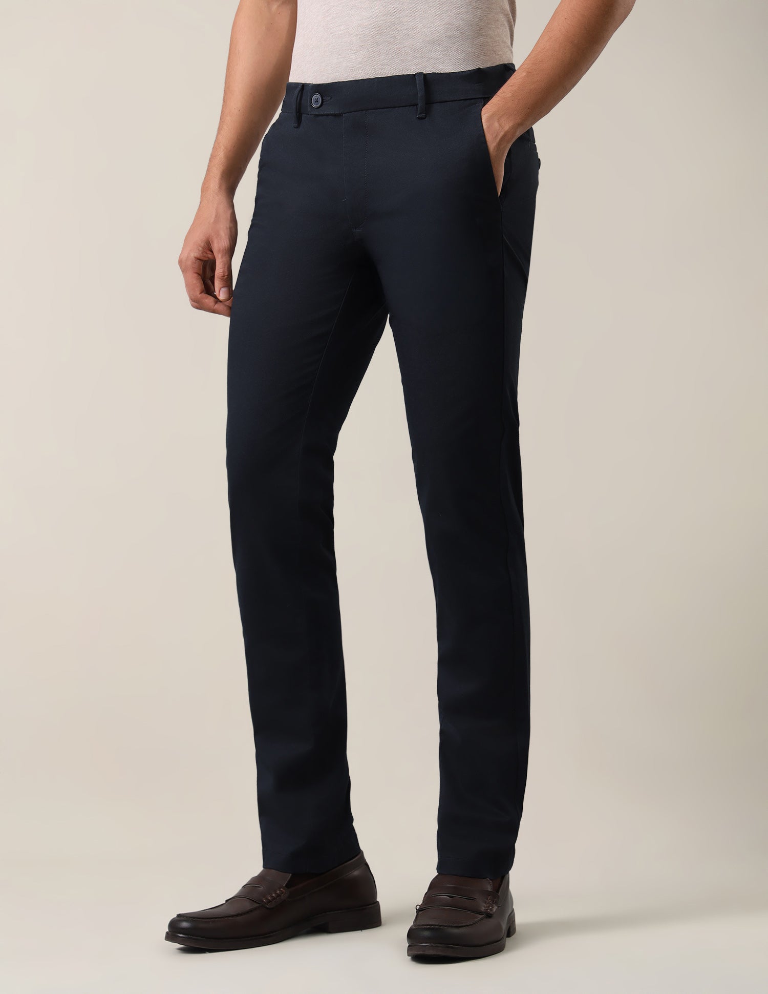 Textured Satin Trousers Dark Navy - U.S. Polo Assn. India | Large