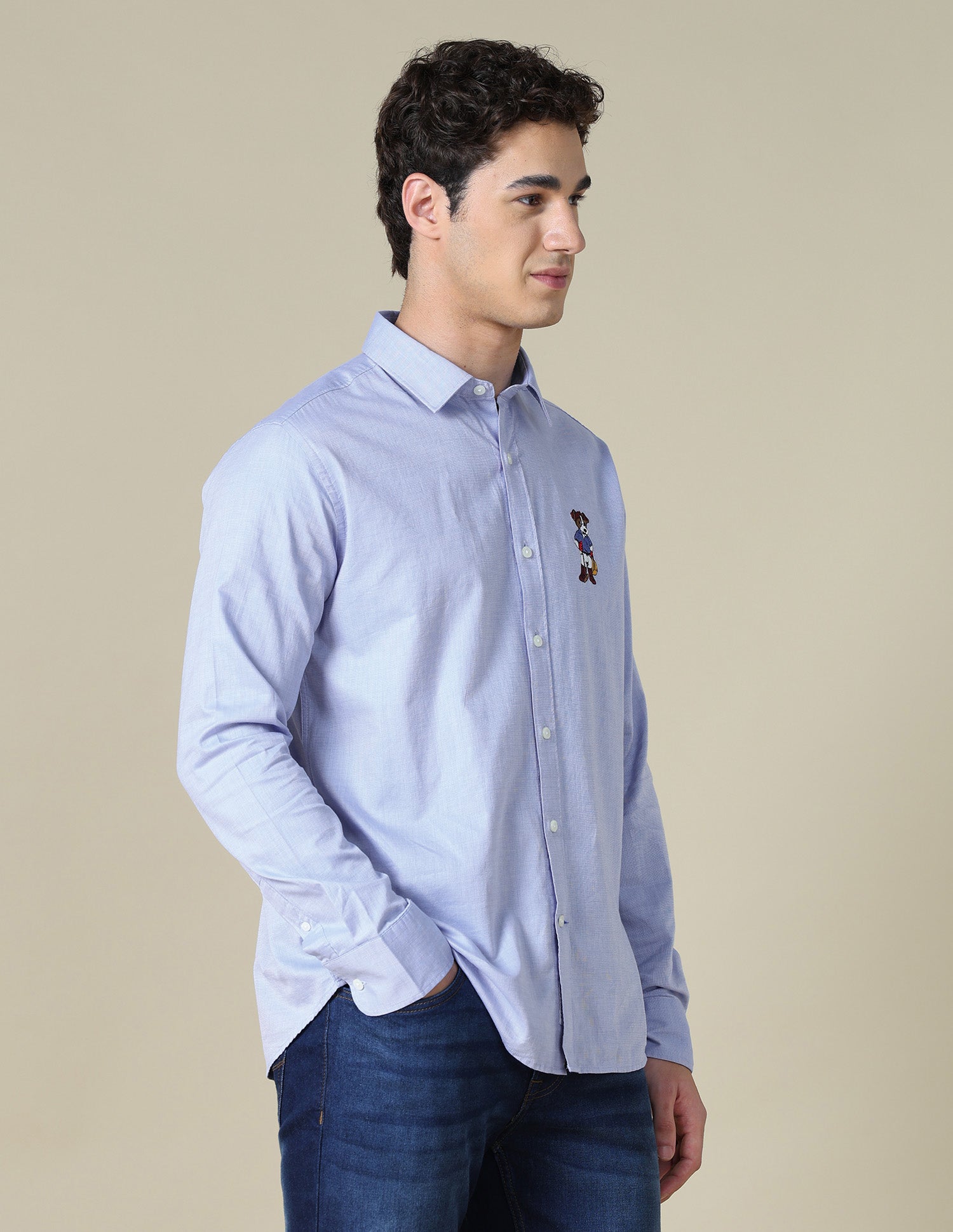 Textured Tailored Fit Shirt Light Blue - U.S. Polo Assn. India | Large