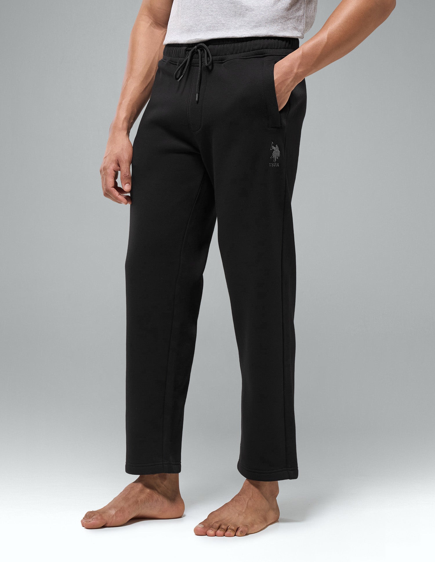 Cotton Fleece Relaxed Fit LR007 Track Pants Black - U.S. Polo Assn. India | Large
