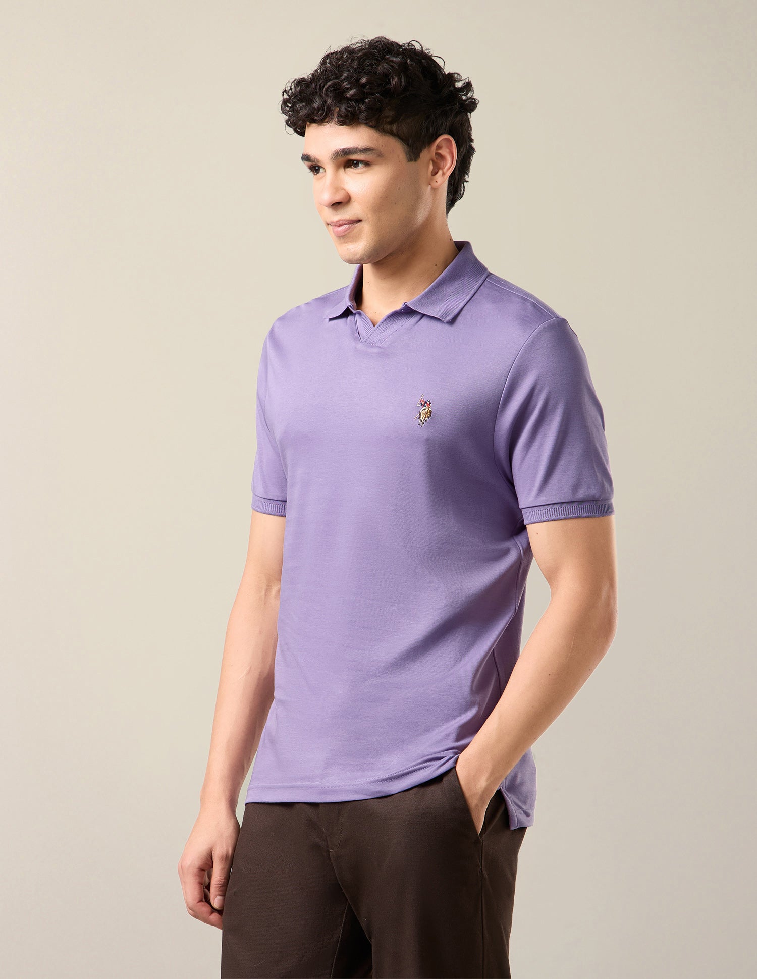 Solid Slim Fit Polo Shirt Lavender - U.S. Polo Assn. India | Large