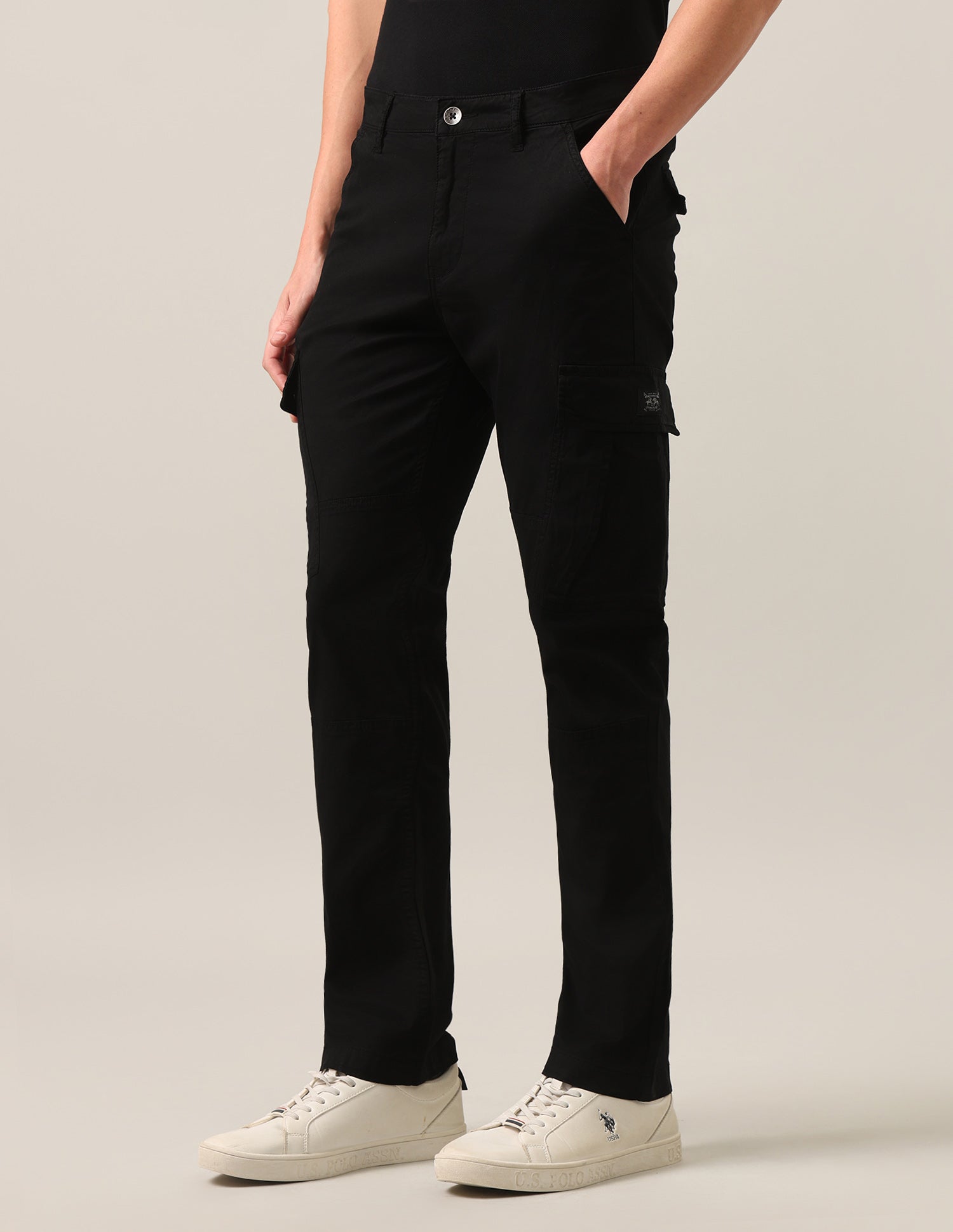 Harold Slim Straight Fit Twill Cargos Black - U.S. Polo Assn. India | Large