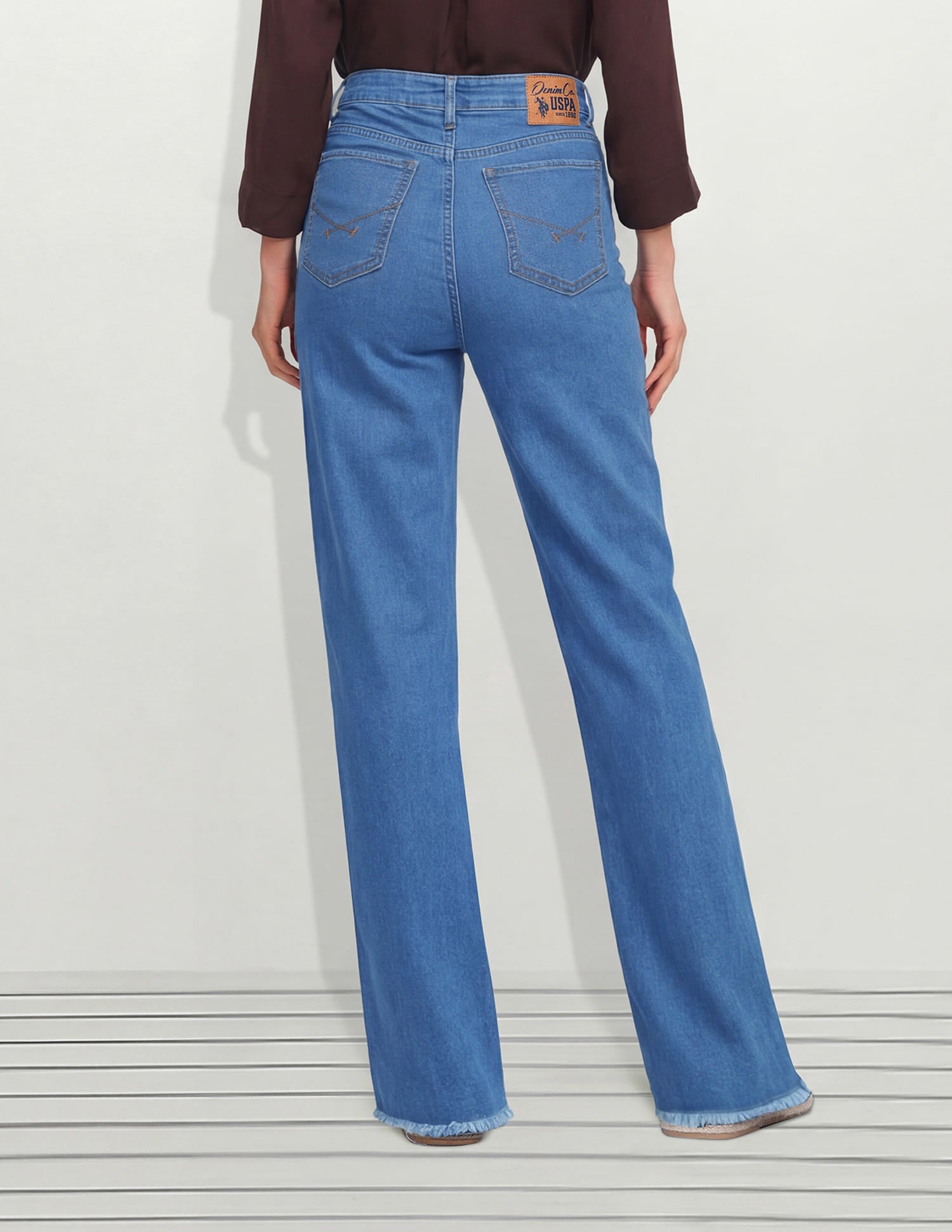 High Rise Wide Leg Fit Jeans Blue - U.S. Polo Assn. India | Large