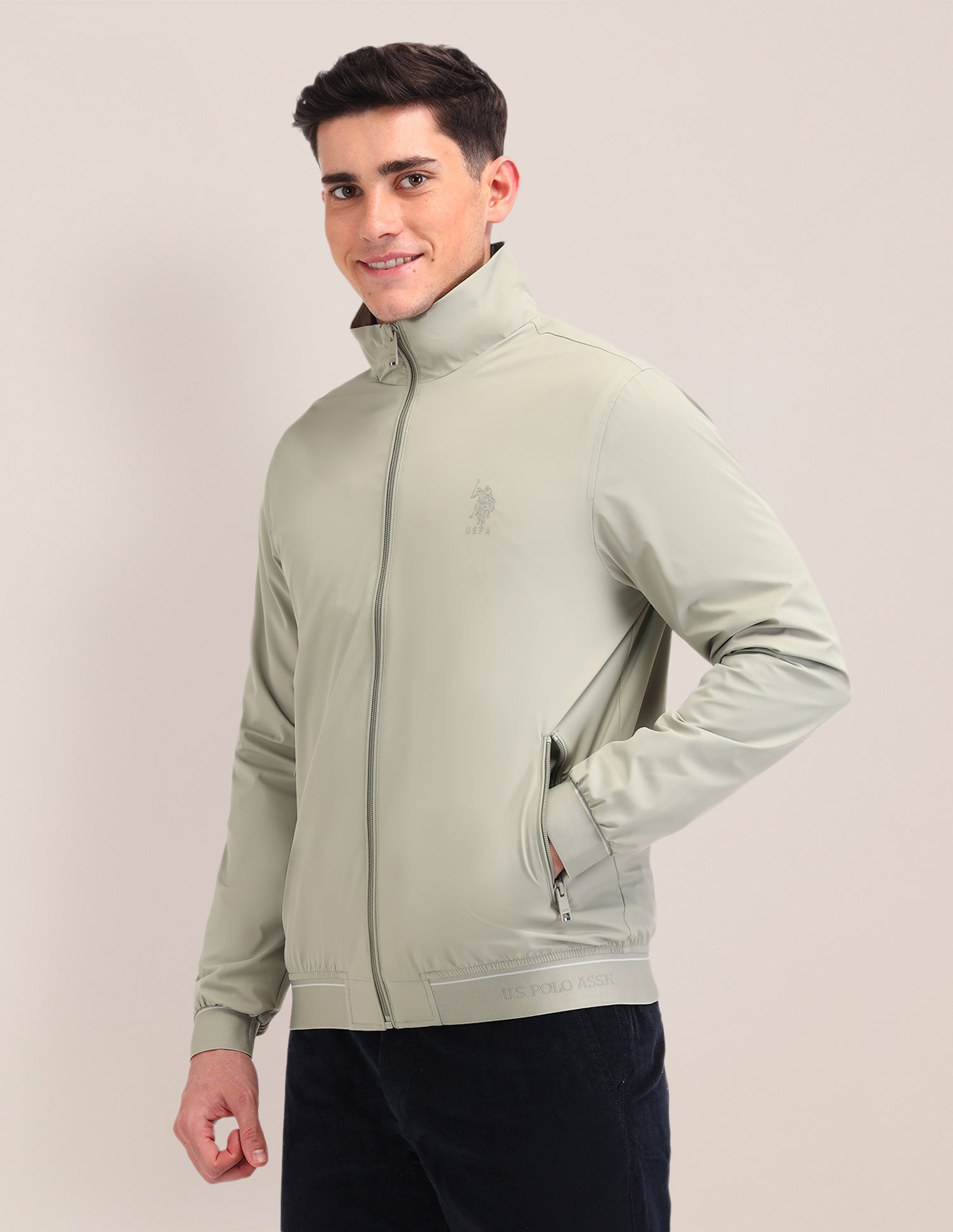 Colour Blocked Regular Fit Jacket Light Green - U.S. POLO ASSN. | Large