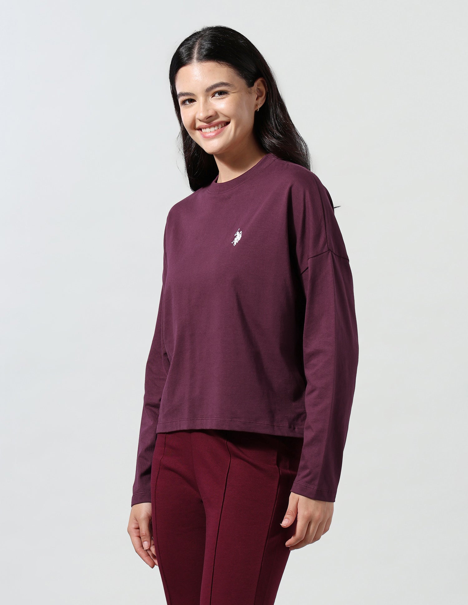 Solid Regular Fit Longline T-Shirt Wine - U.S. Polo Assn. India | Large
