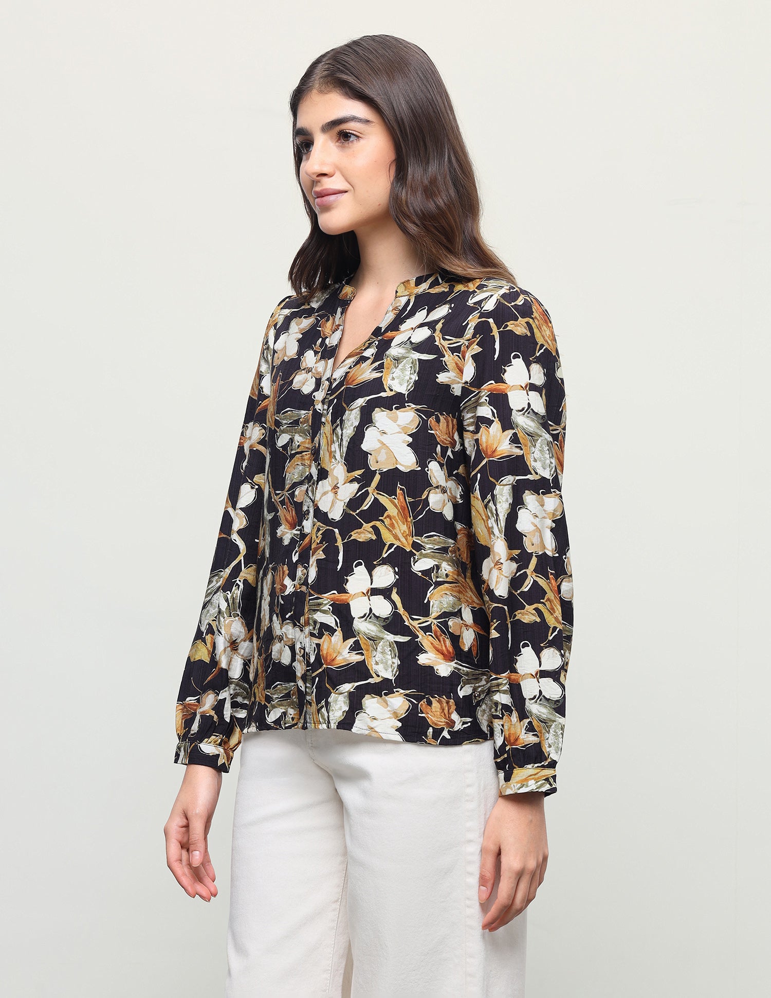 Floral Printed Relaxed Fit Top Black - U.S. Polo Assn. India | Large