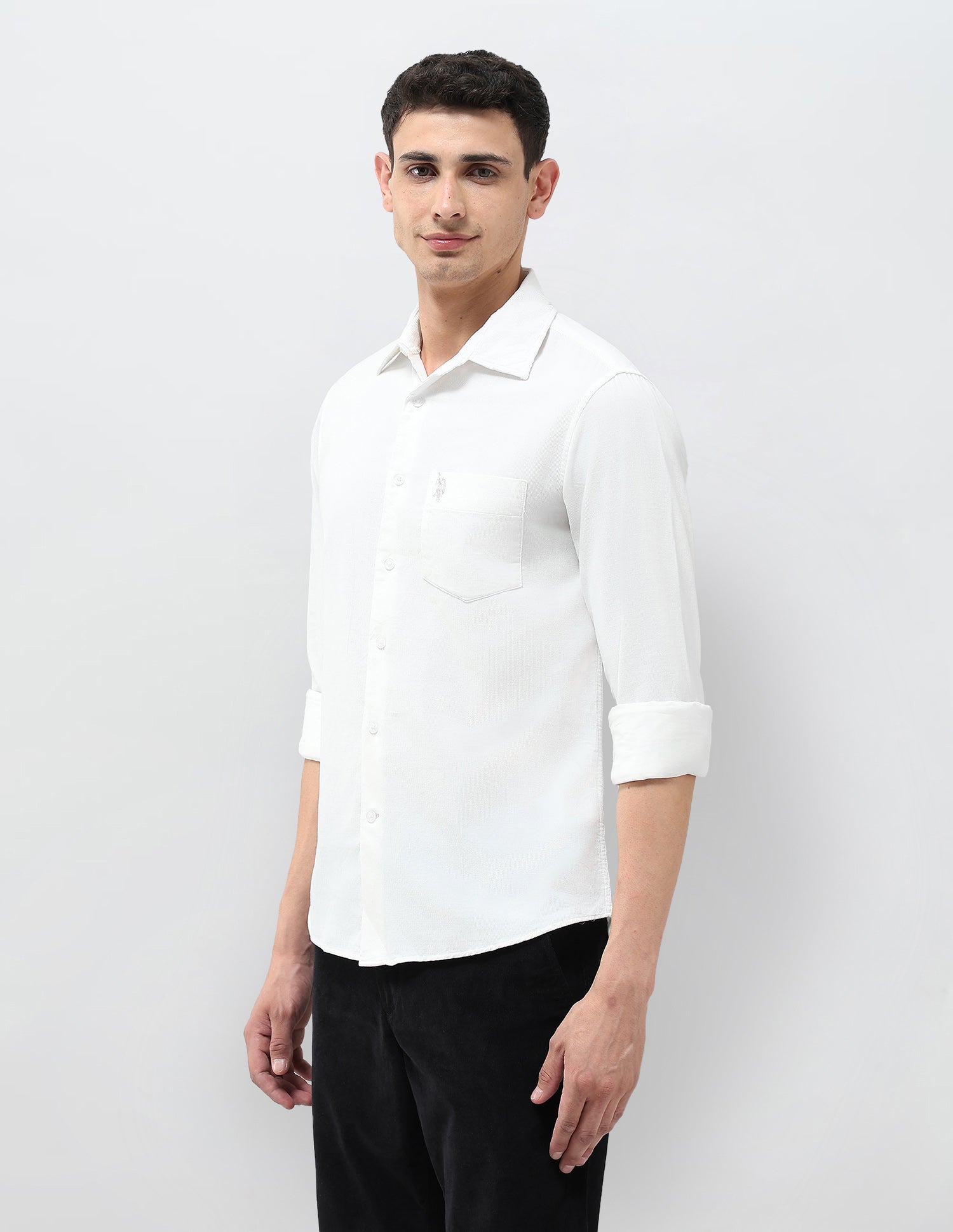 Corduroy Tailored Fit Shirt White - U.S. POLO ASSN. | Large