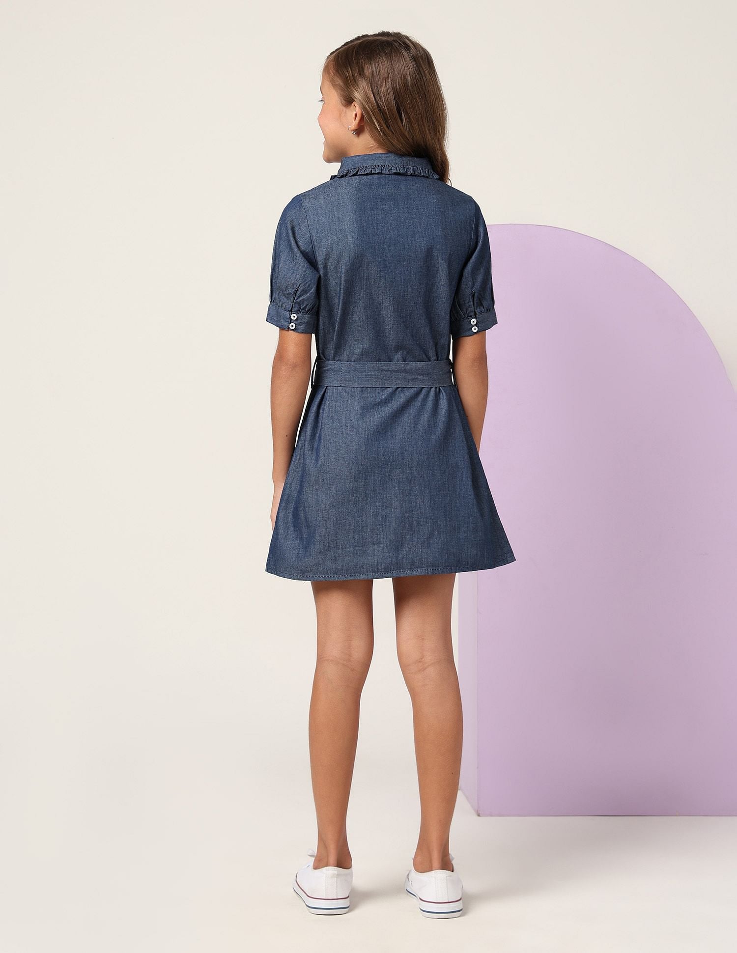 Girls Solid Denim Shirt Dress Navy - U.S. POLO ASSN. | Large